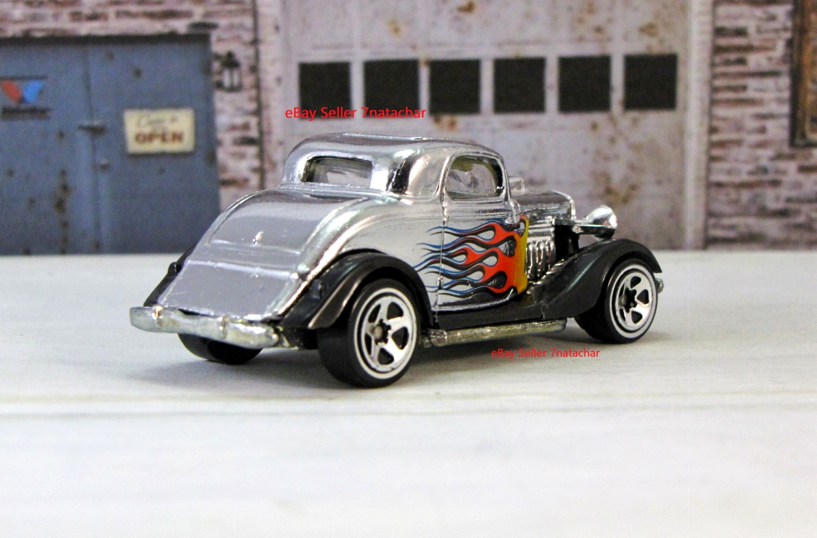 1934 Ford Coupe Flathead V8 Hot Rod Metal Model Collectible Car Silver J