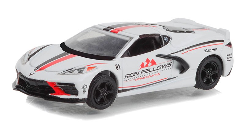 GREENLIGHT,CHEVROLET Corvette C8 Stingray 2022 White RON FELLOWS, 1/64, GREEN…