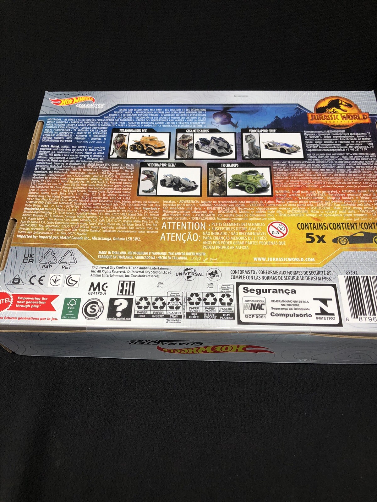 Hot Wheels Jurassic World Dominion 5 Pack Character Cars Set (Mattel) 2022 NEW