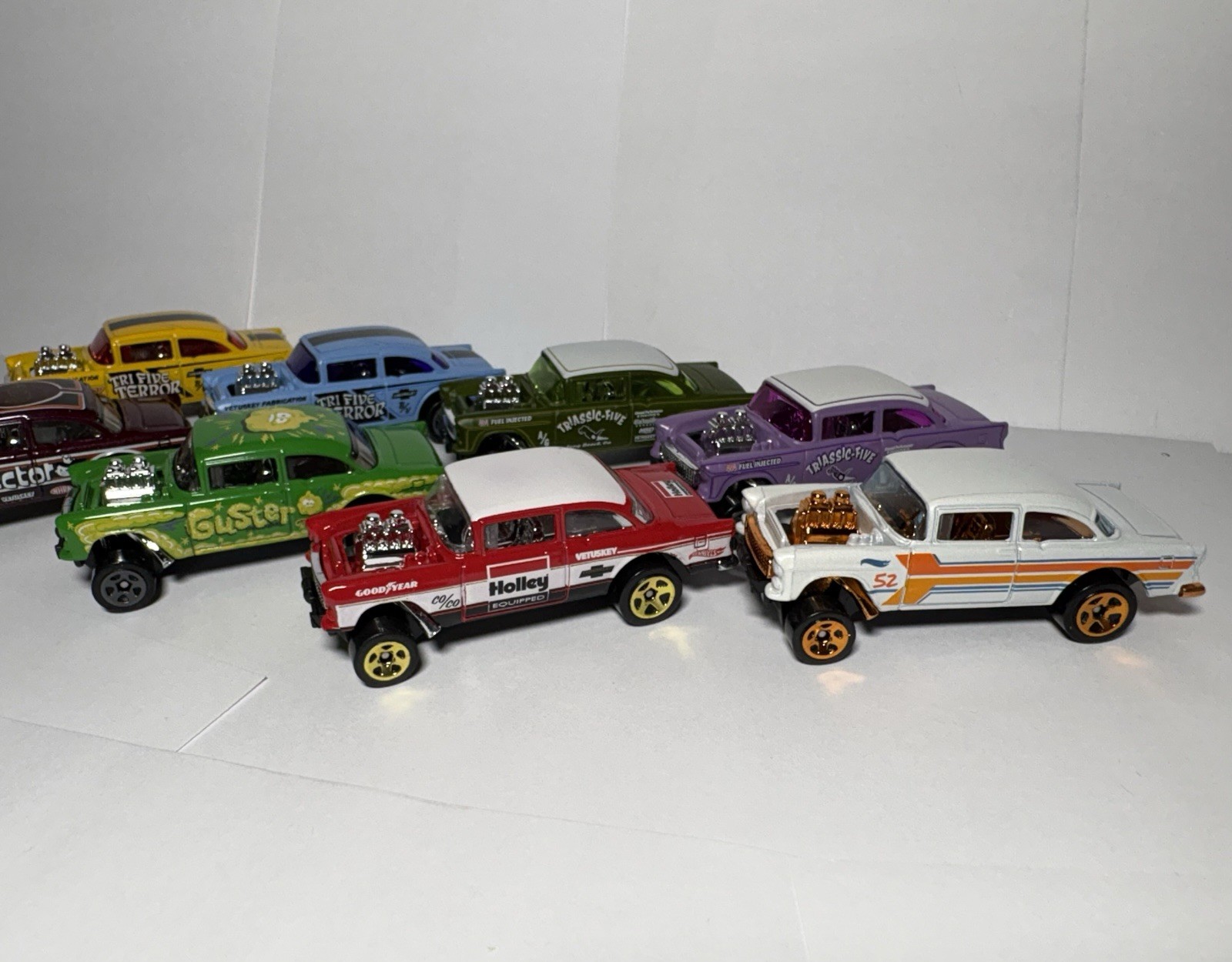 Hot Wheels CHEVROLET ‘55 CHEVY BEL AIR GASSER Loose Fresh Blister Pulls Lot Of 9