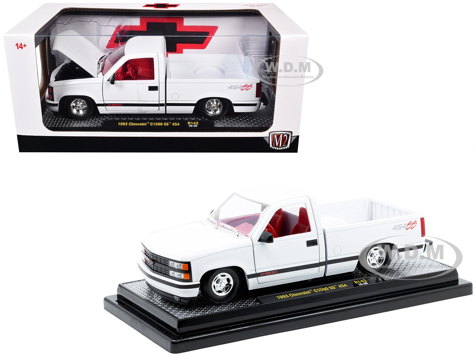 1993 CHEVROLET C1500 SS 454 PICKUP WHITE 1/24 DIECAST MODEL BY M2 40300-142 A