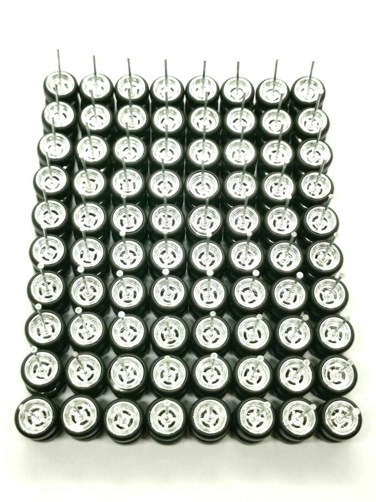 💗 Hot Wheels 40 sets 4 Spoke Donut long Axle fit 1:64 Chrome Rubber Tires