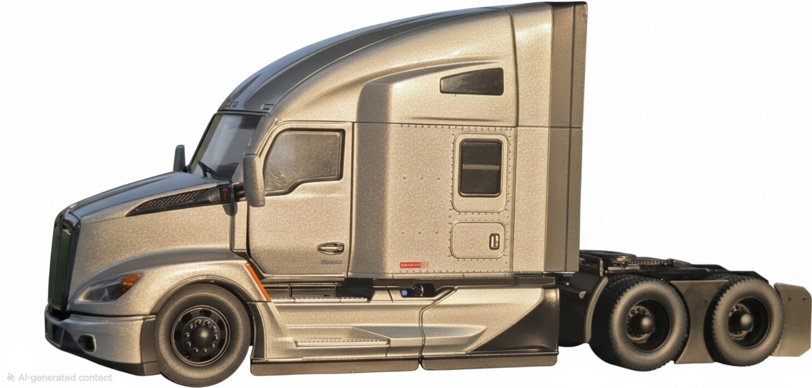Kenworth 100 T680 1:32 Diecast Semi Truck Model Silver/Black Opening Hood/Doors