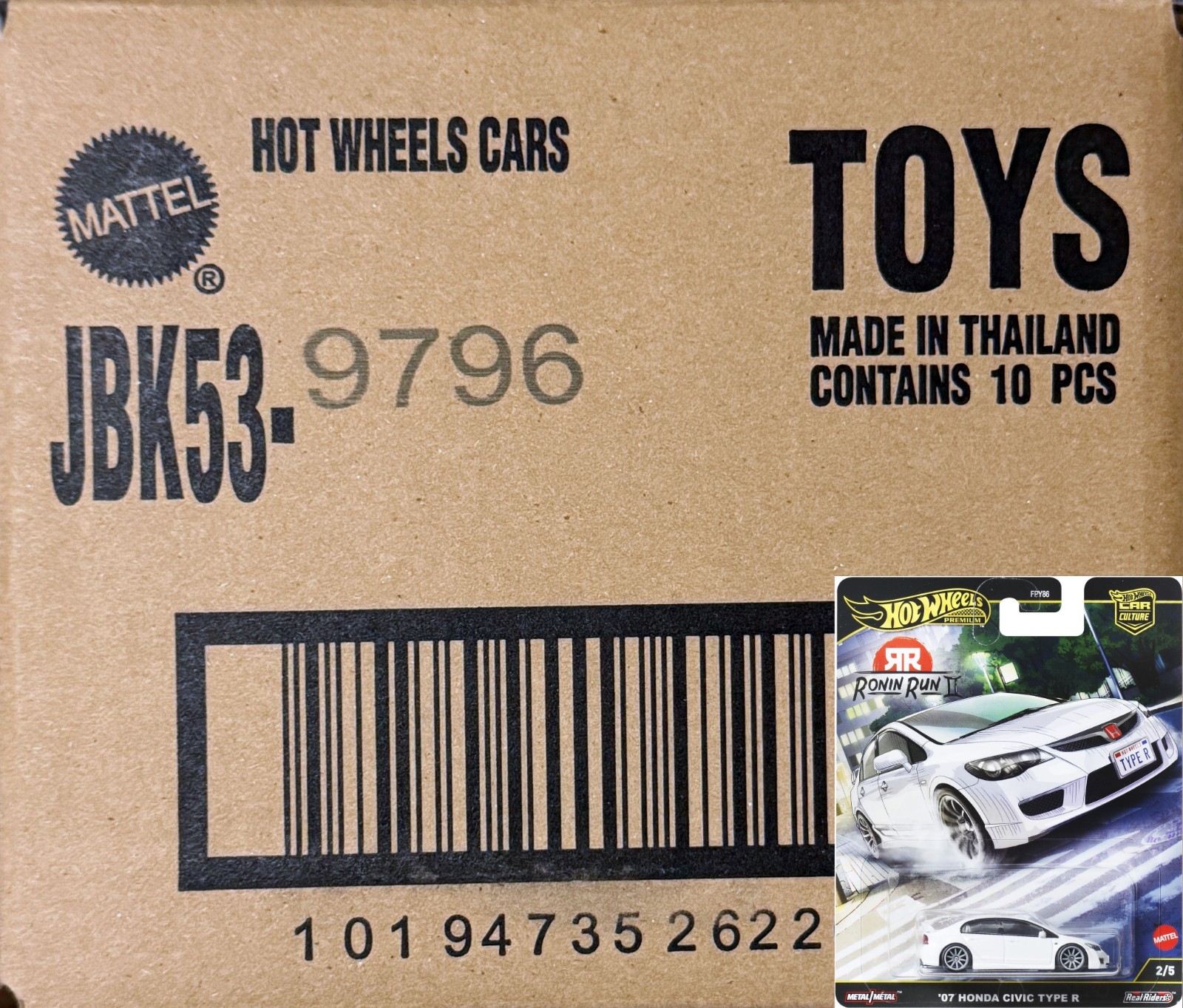 Hot Wheels Car Culture 2025 Ronin Run II ’07 Honda Civic Type R 2/5 Case of 10
