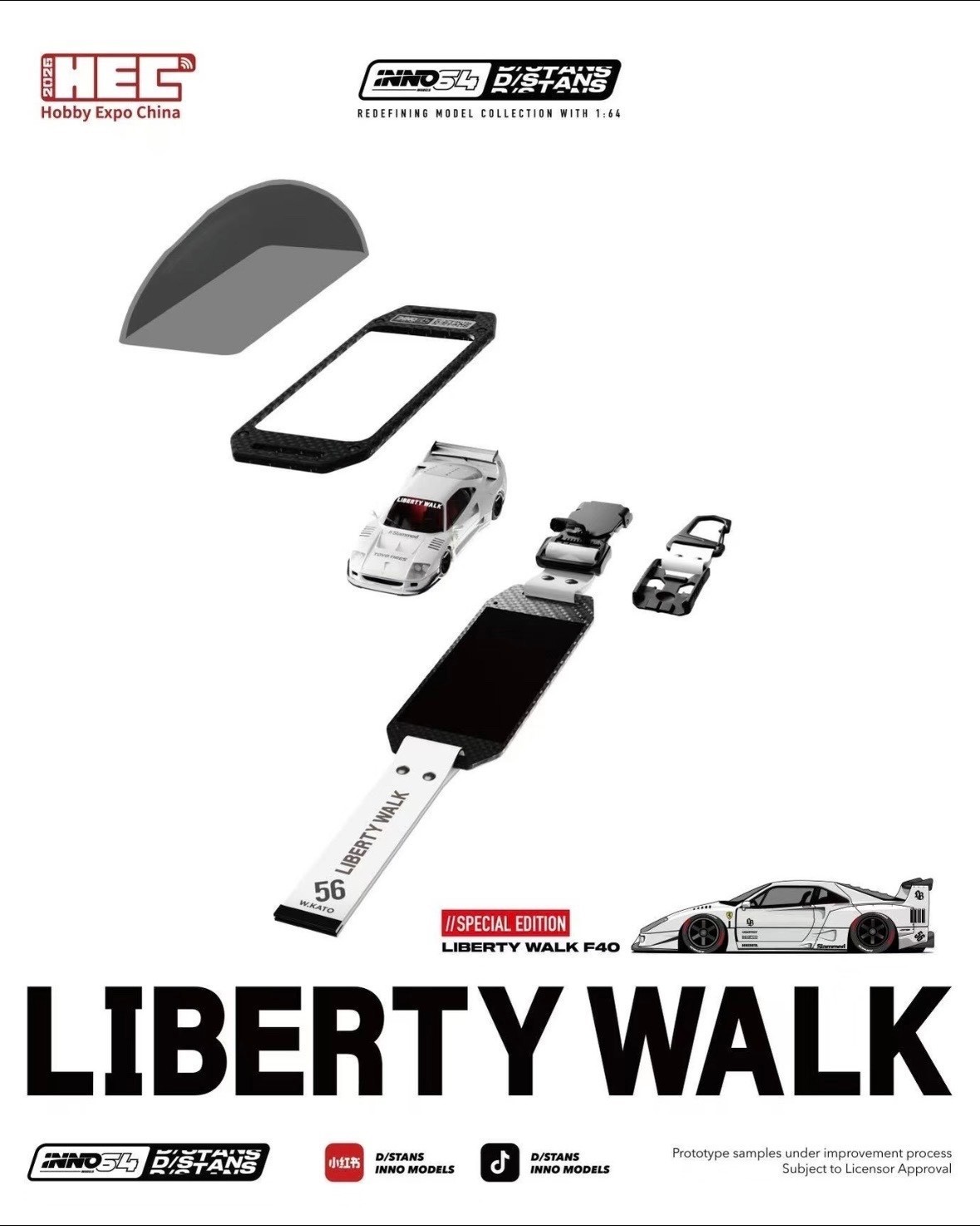 INNO64 D/STANS LB F40 White HEC 2026 Limited Wearable Model Car New