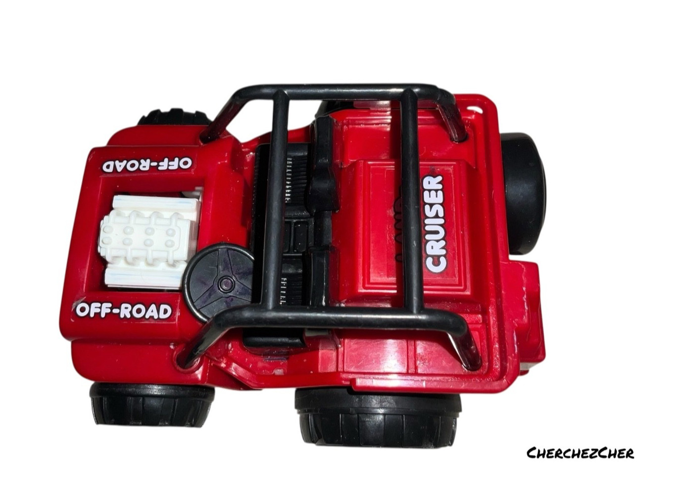 Vintage Red Toyota Land Cruiser Toy 4×4 Off-Road Truck Plastic Push Toy or Displ