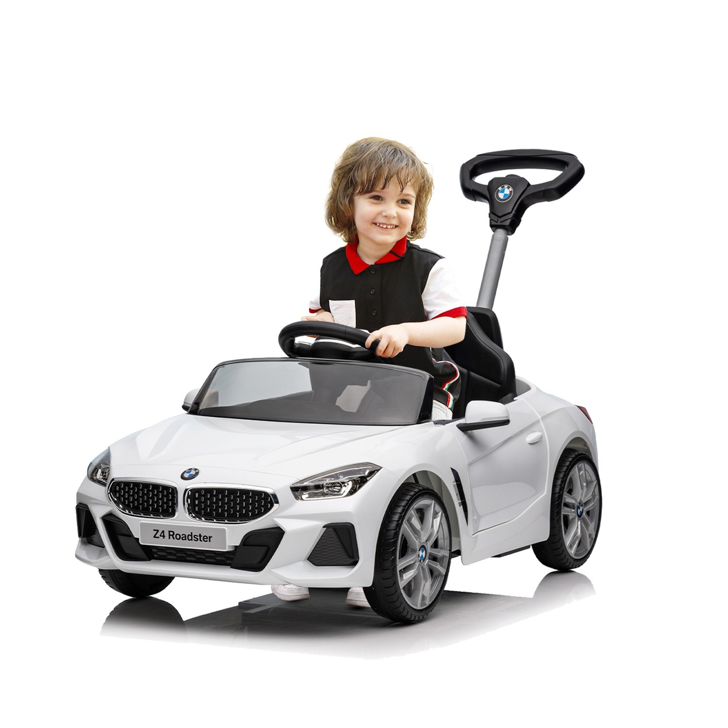3-in-1 Push Car with Handle , Ride-Ons Toy Push Car for Toddlers 1-6，White