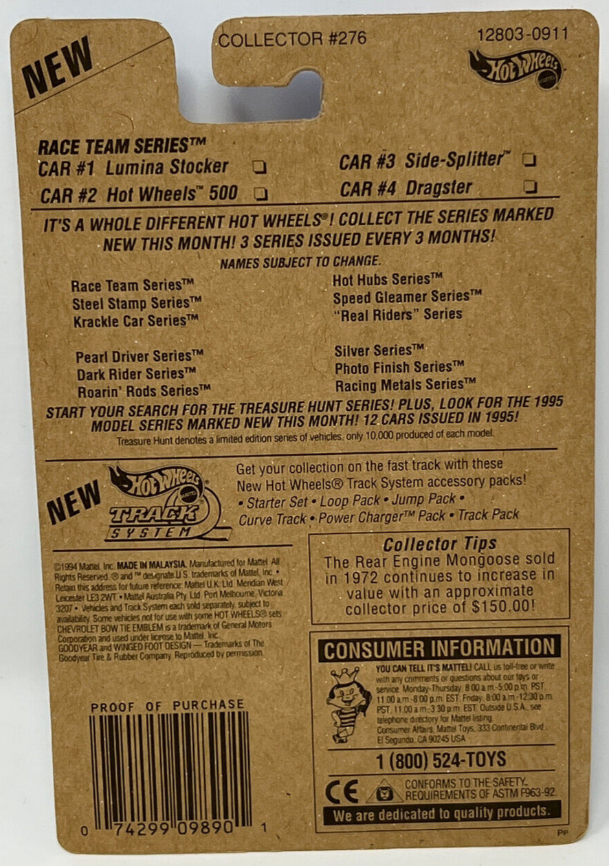 Hot Wheels 1994 – 500 Indy Car #276 – Race Team Series New Unopened Sealed VTG