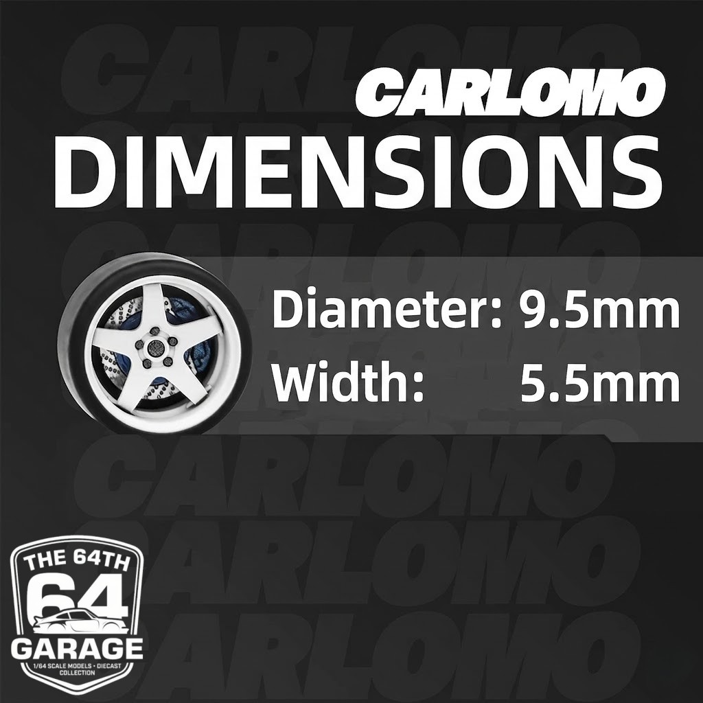 Carlomo 1/64 Diecast Custom Wheels Rubber Tires 9.5mm JDM Tuner Parts MINI GT