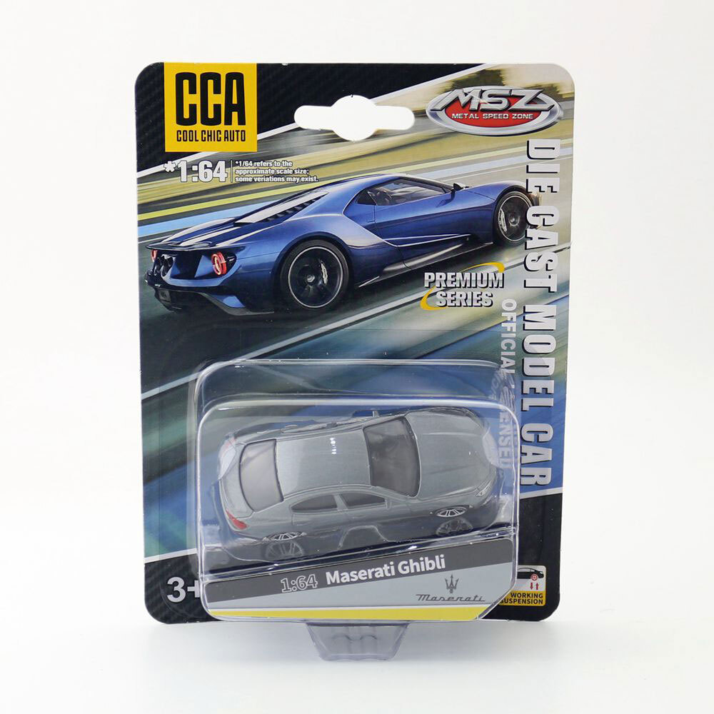 1:64 Scale Maserati Ghibli Model Car Diecast Toy Cars ​​Friction Powered Gray