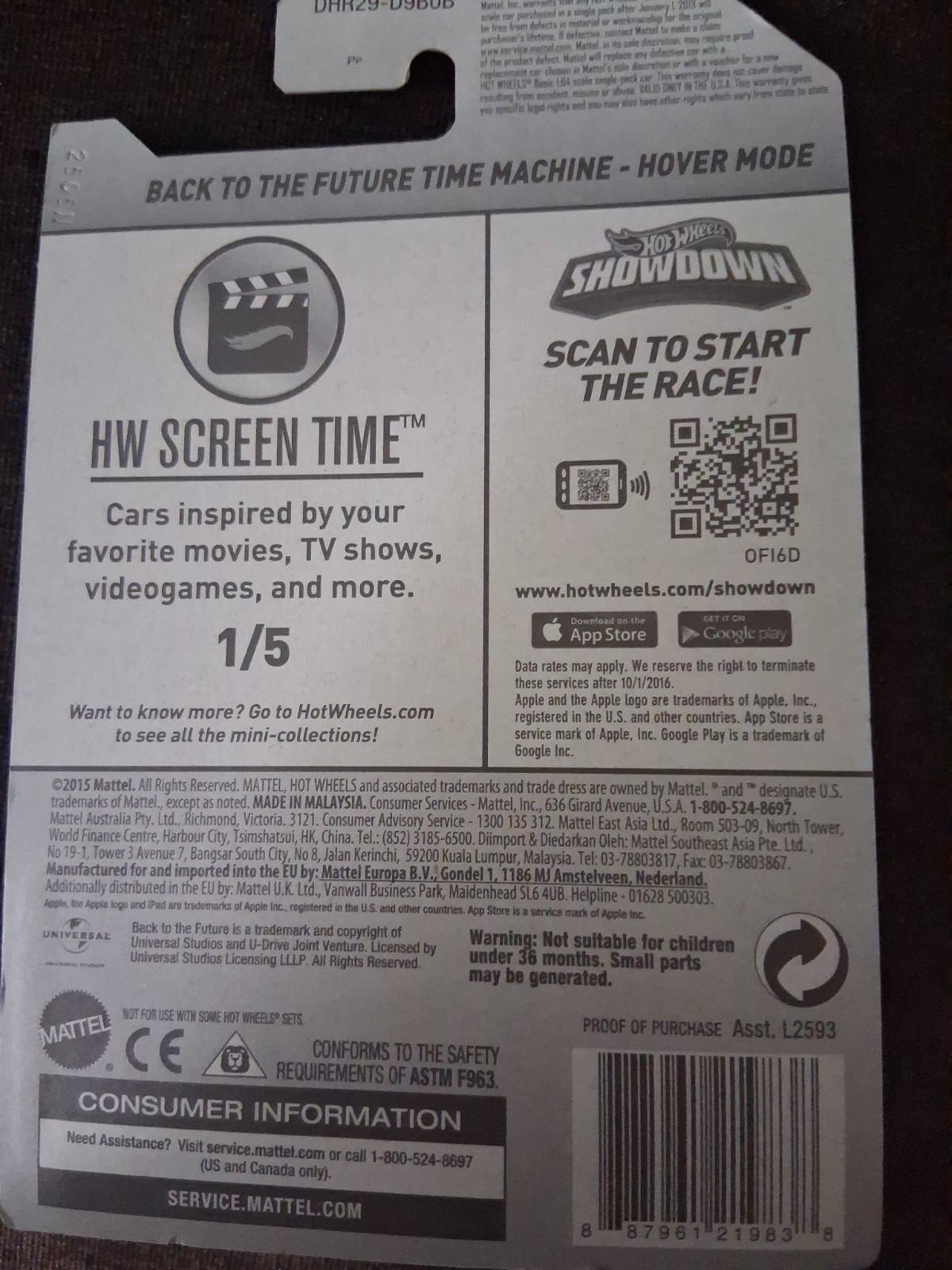 Hot Wheels 2015 HW Screen Time Back to the Future Hover Mode