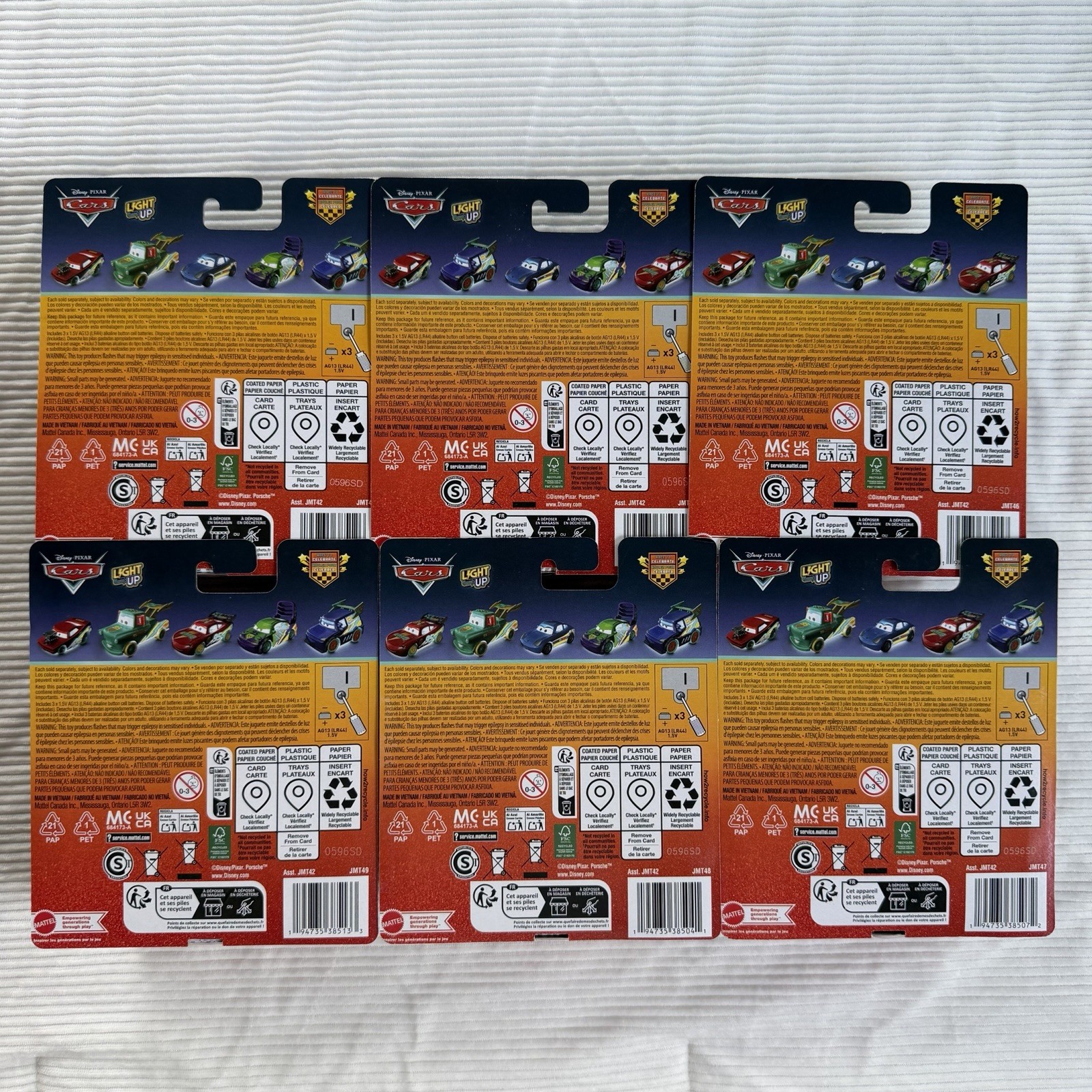 2026 Disney Pixar Cars Race to Celebrate Light-Up Series Complete Set of 6 NIB