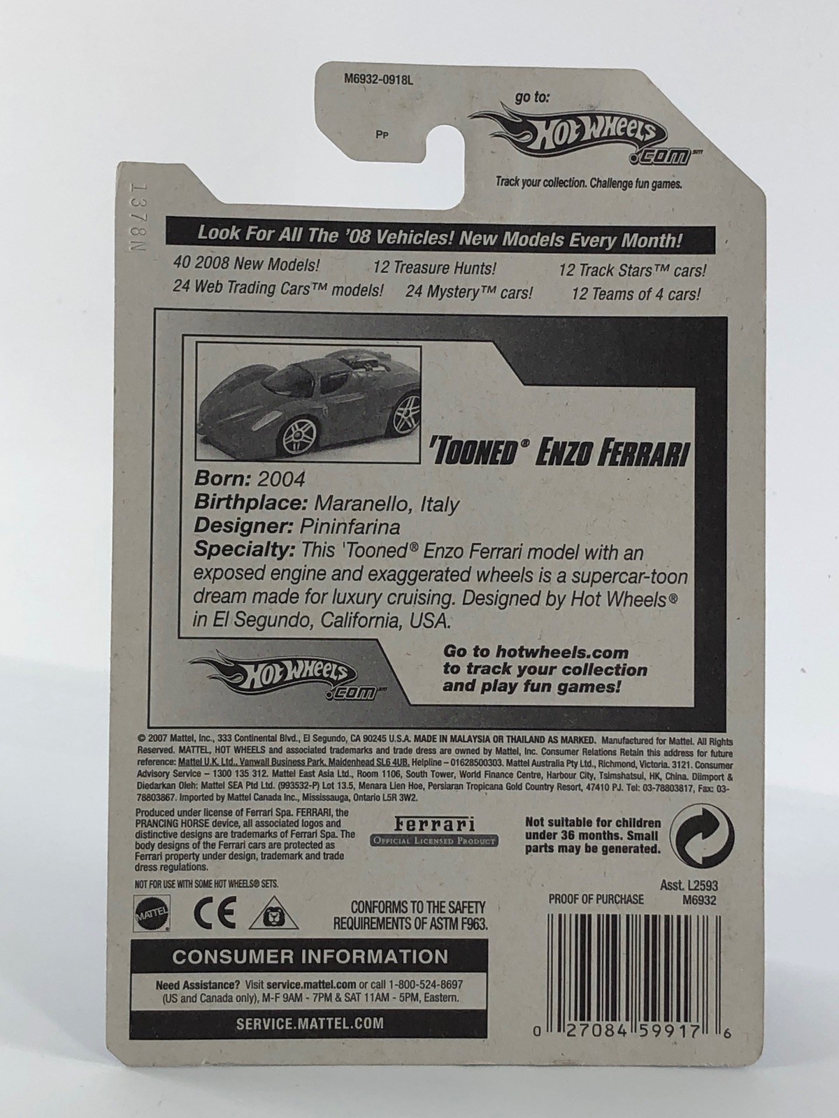 Hot Wheels ‘Tooned Enzo Ferrari Red 2008 All Stars 66/196