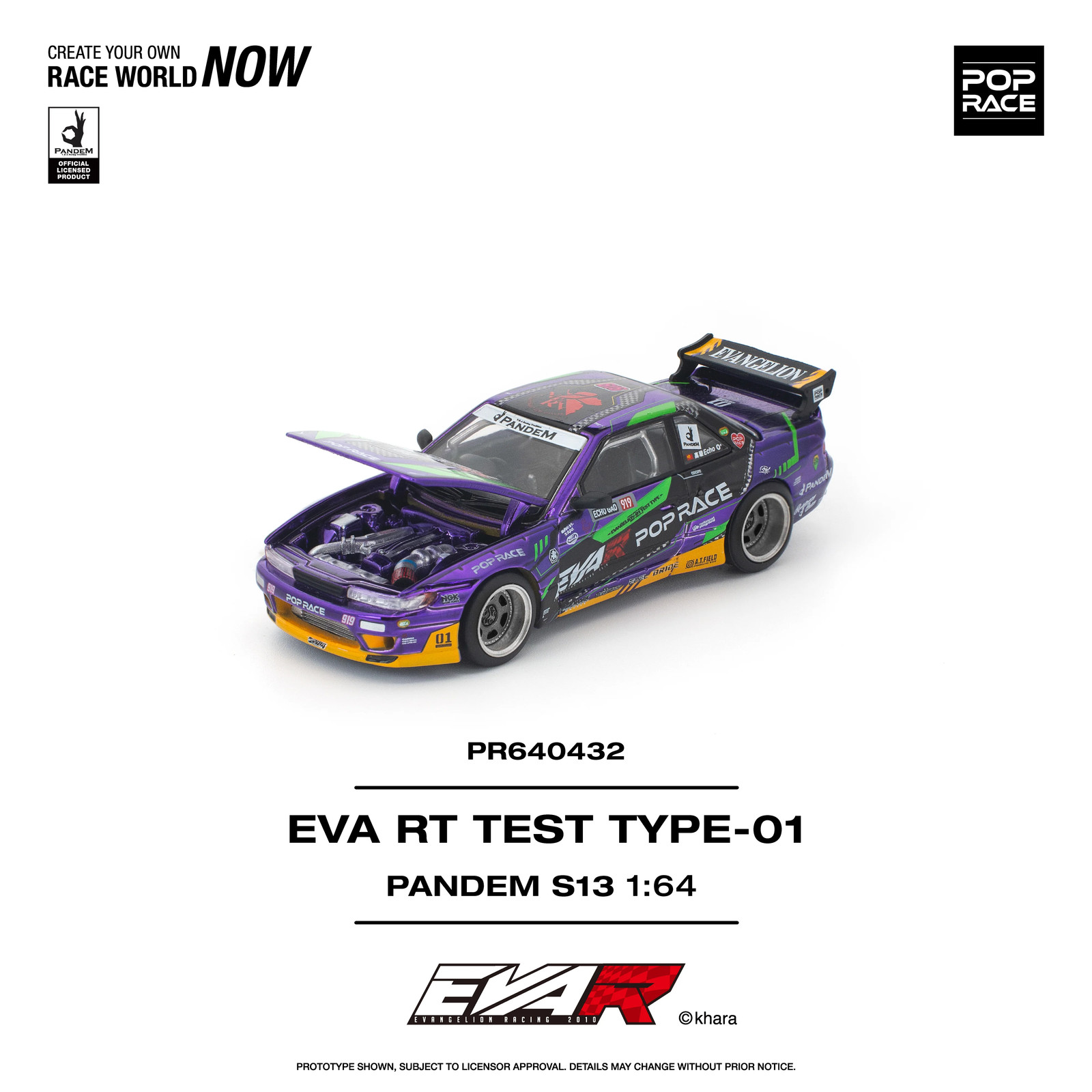 1:64 Nissan S13 Silvia PANDEM — Purple EVA RT TEST TYPE-01 — Pop Race