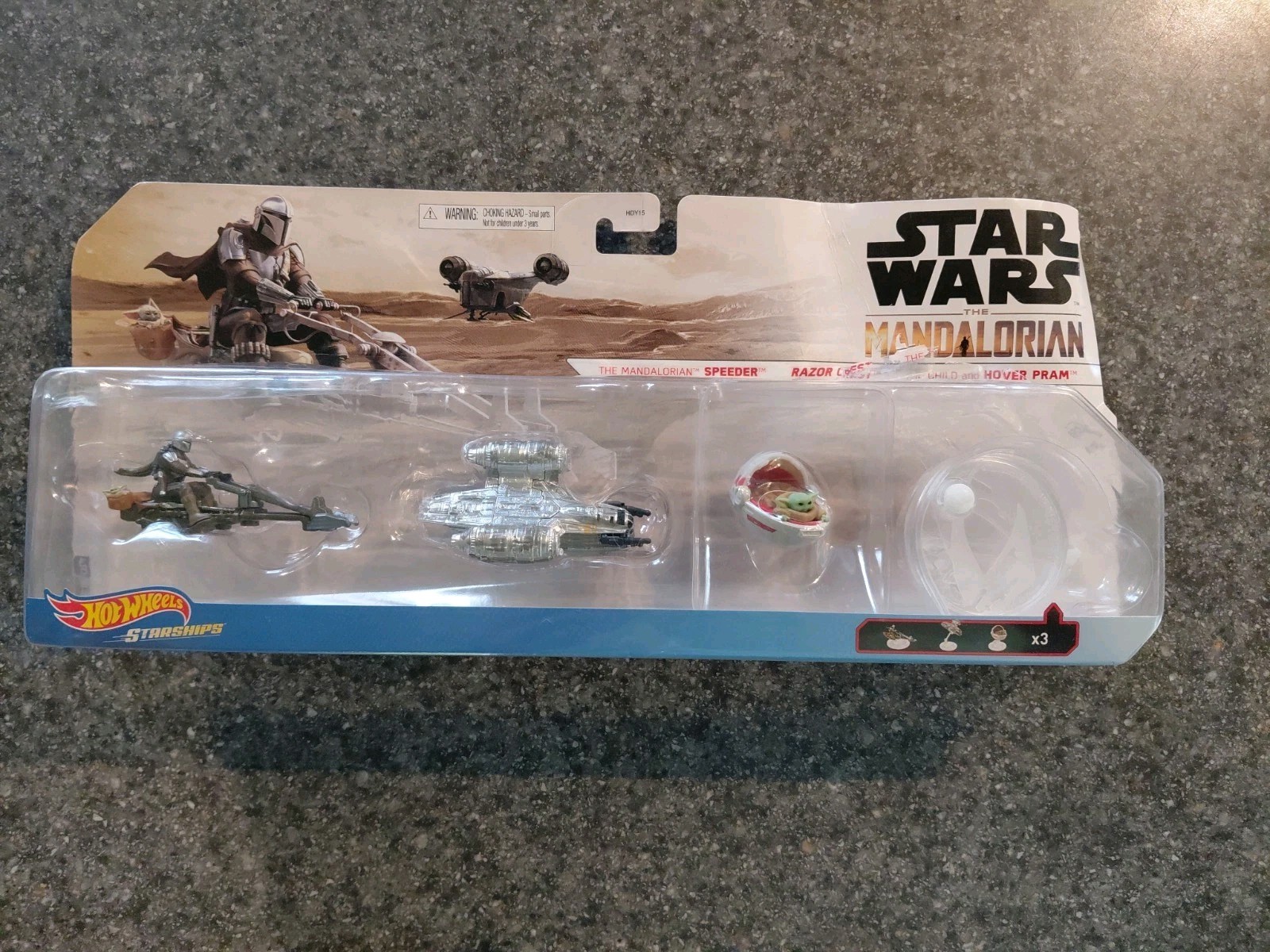 Hot Wheels Star Wars The Mandalorian 3-Pack Speeder Razor Crest Hover Pram NEW