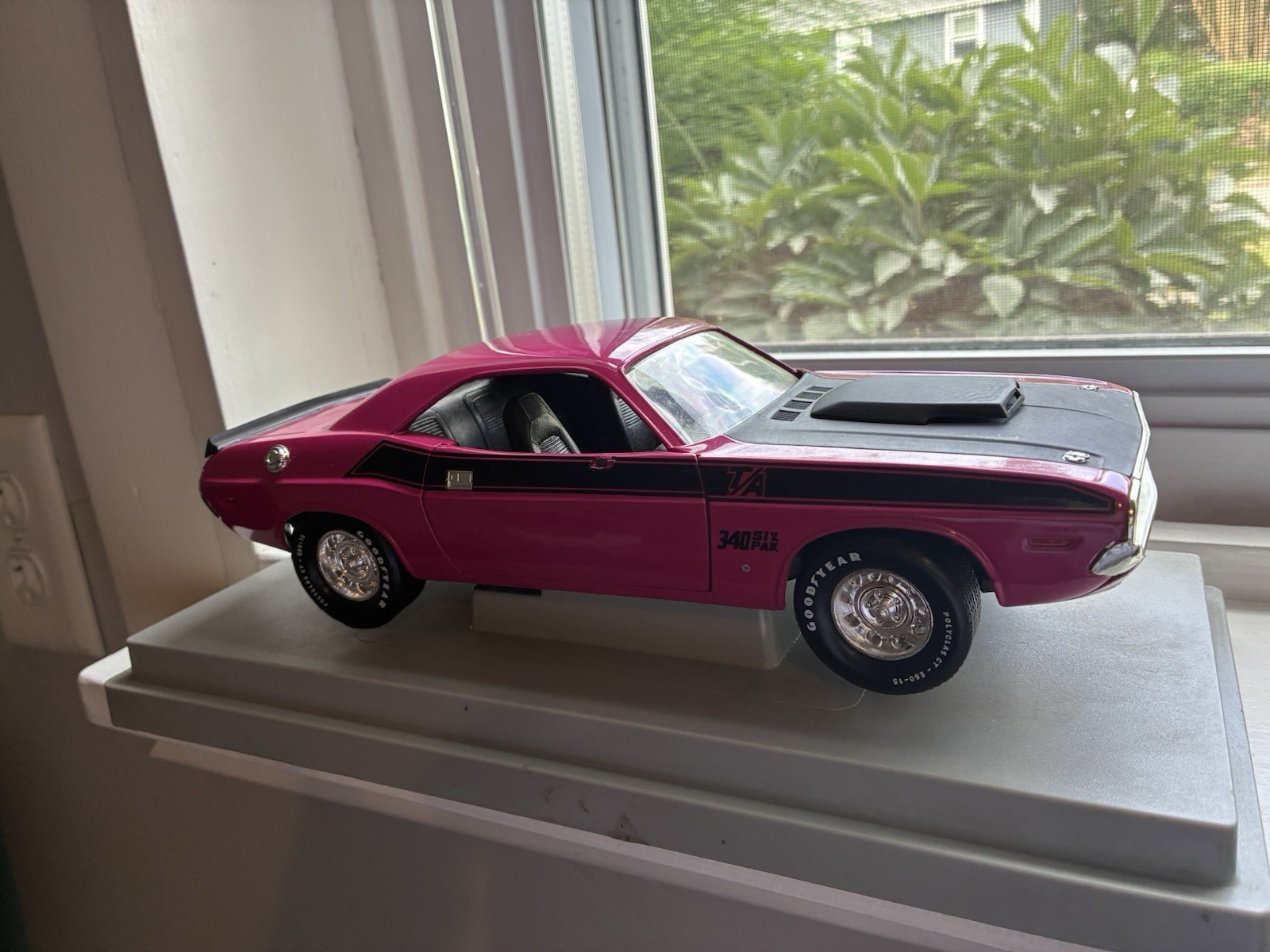 Purple & Black Diecast Model Car Vehicle w/ Display Stand Base