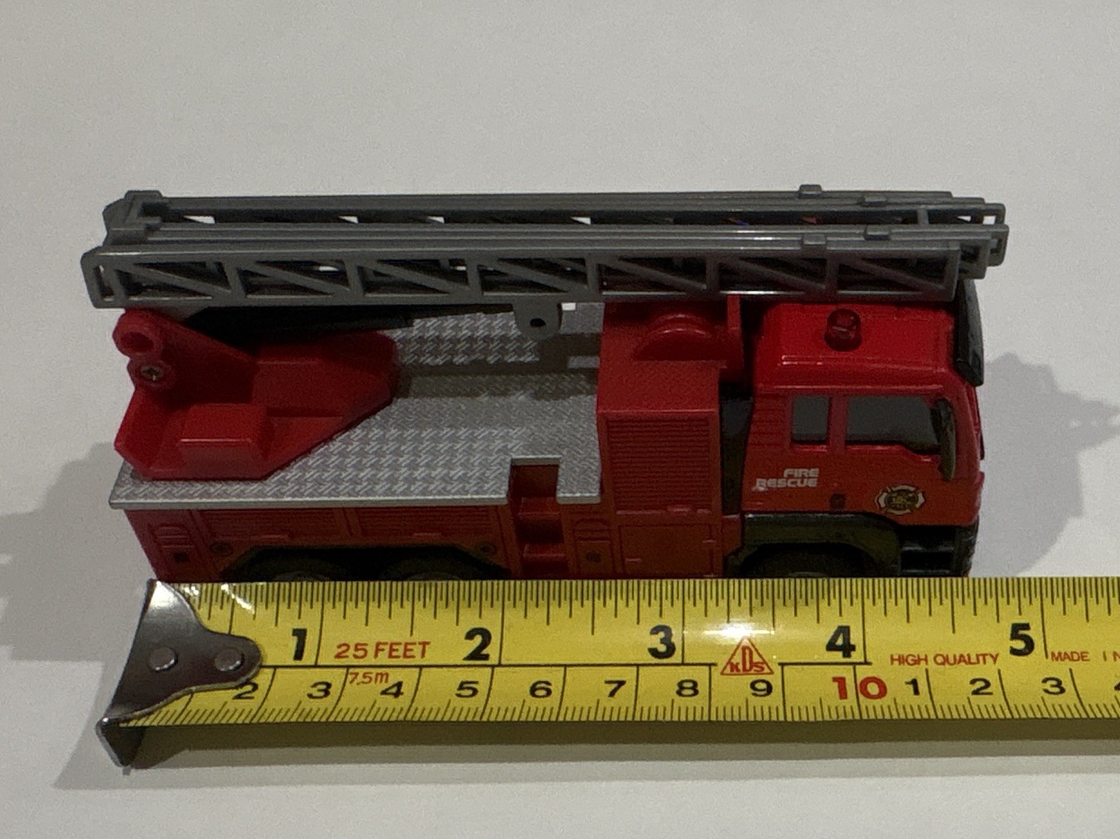 RealToy MAN Fire Rescue Ladder Truck Red/Gray Diecast Toy Vehicle Extendable