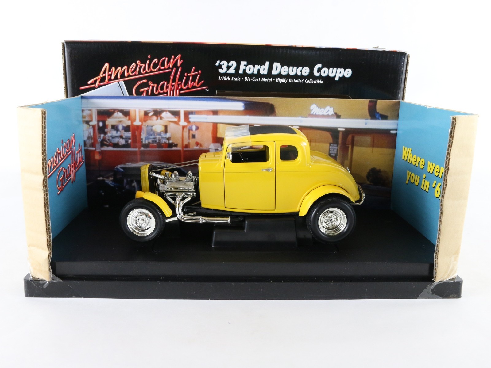 1932 ’32 Ford Deuce Coupe Yellow American Graffiti ERTL 1:18 Diecast Model 32078