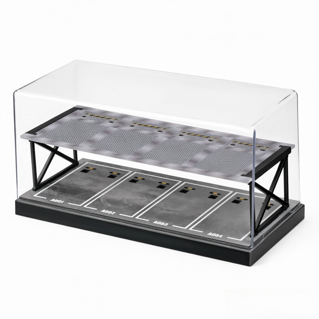 1:64 Scale Diorama Two-Tier Garage Display Case 8 Parking Spots Diecast