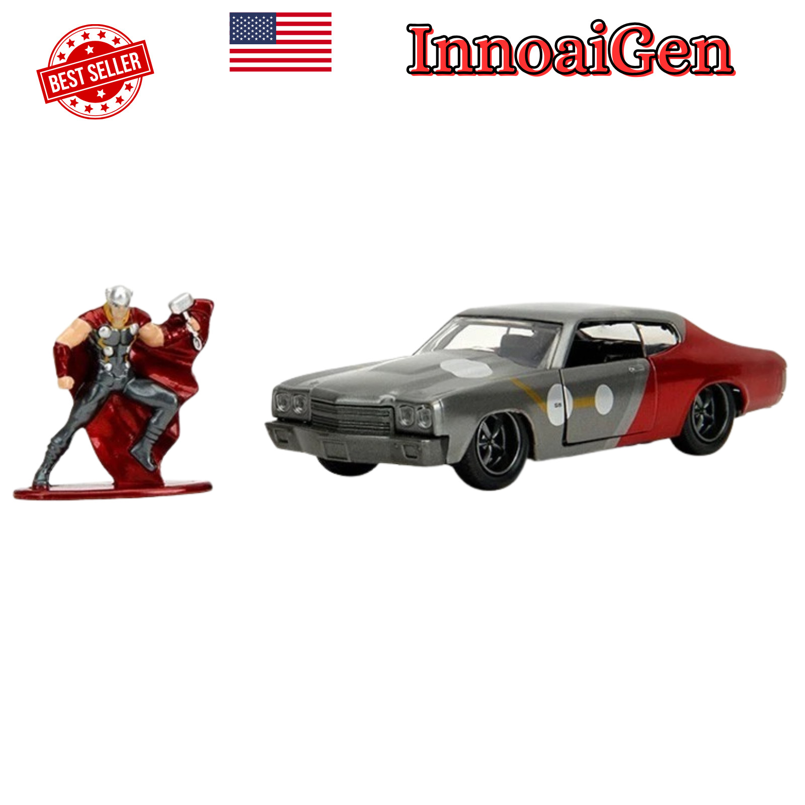 Jada Marvel Thor 1970 Chevrolet Chevelle SS 1:32 Diecast Car with Thor Figure
