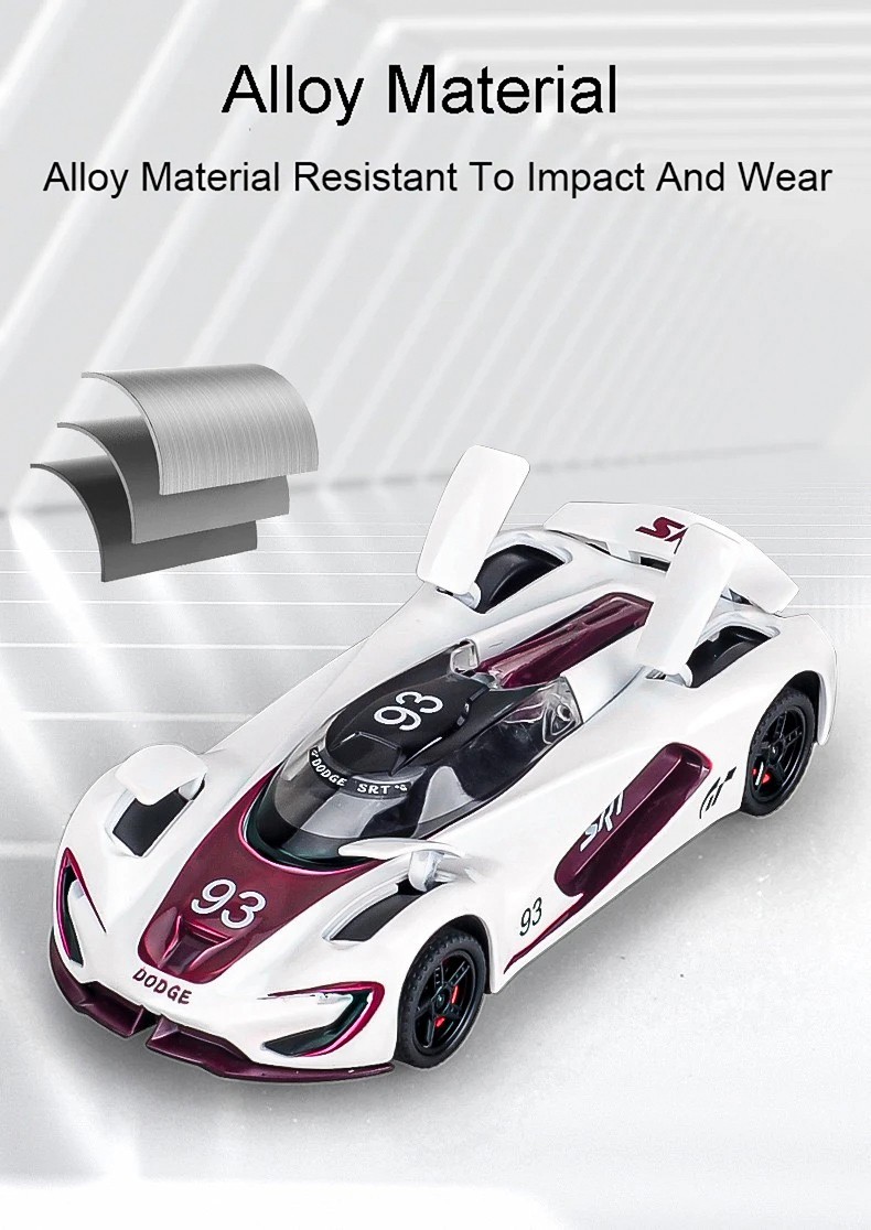 1:32 Dodge Tomahawk SRT V10 Diecast Light Sound Pull Back Collectible Toy Gift