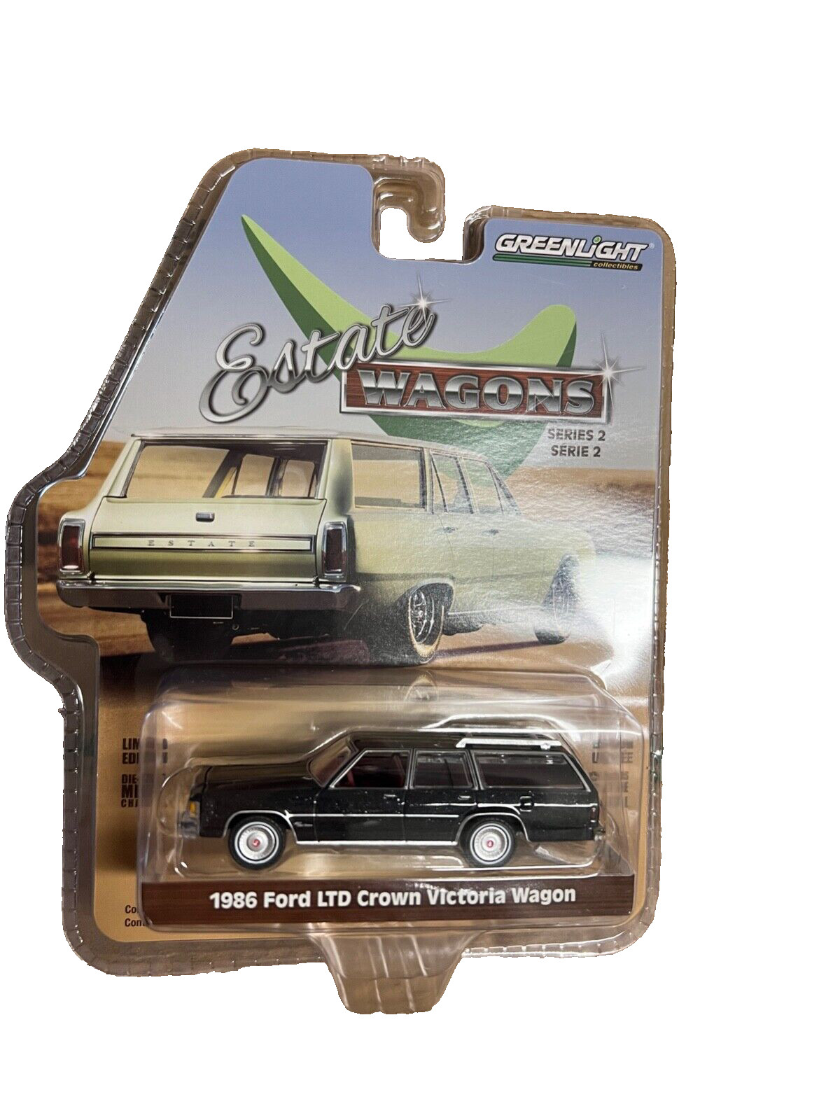 Greenlight Estate Wagons 2 1986 Ford LTD Crown Victoria Wagon Black 1:64 Scale