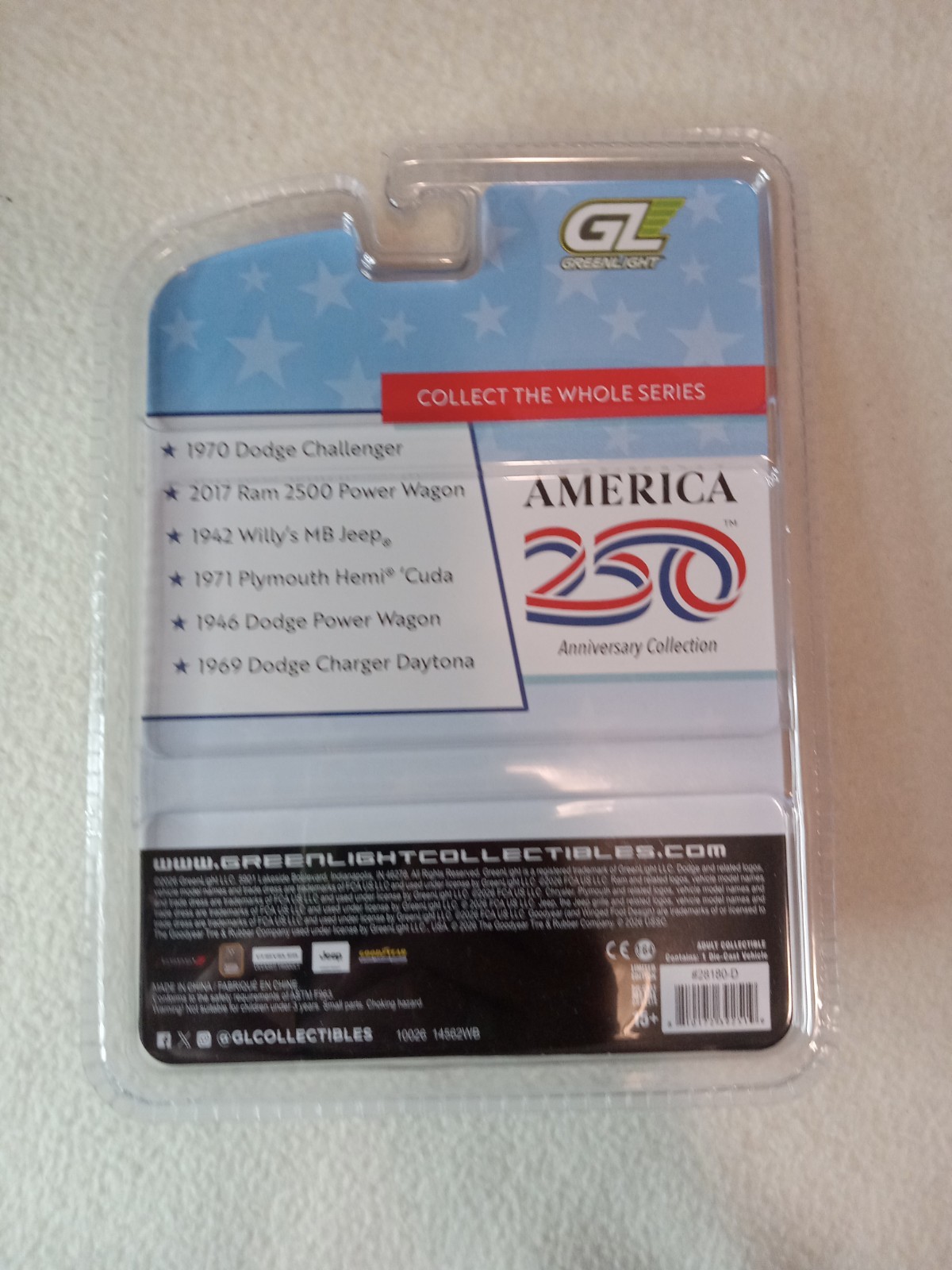 1:64 Greenlight *AMERICA 250* 1971 Plymouth Hemi ’Cuda NIP 250th Anniversary