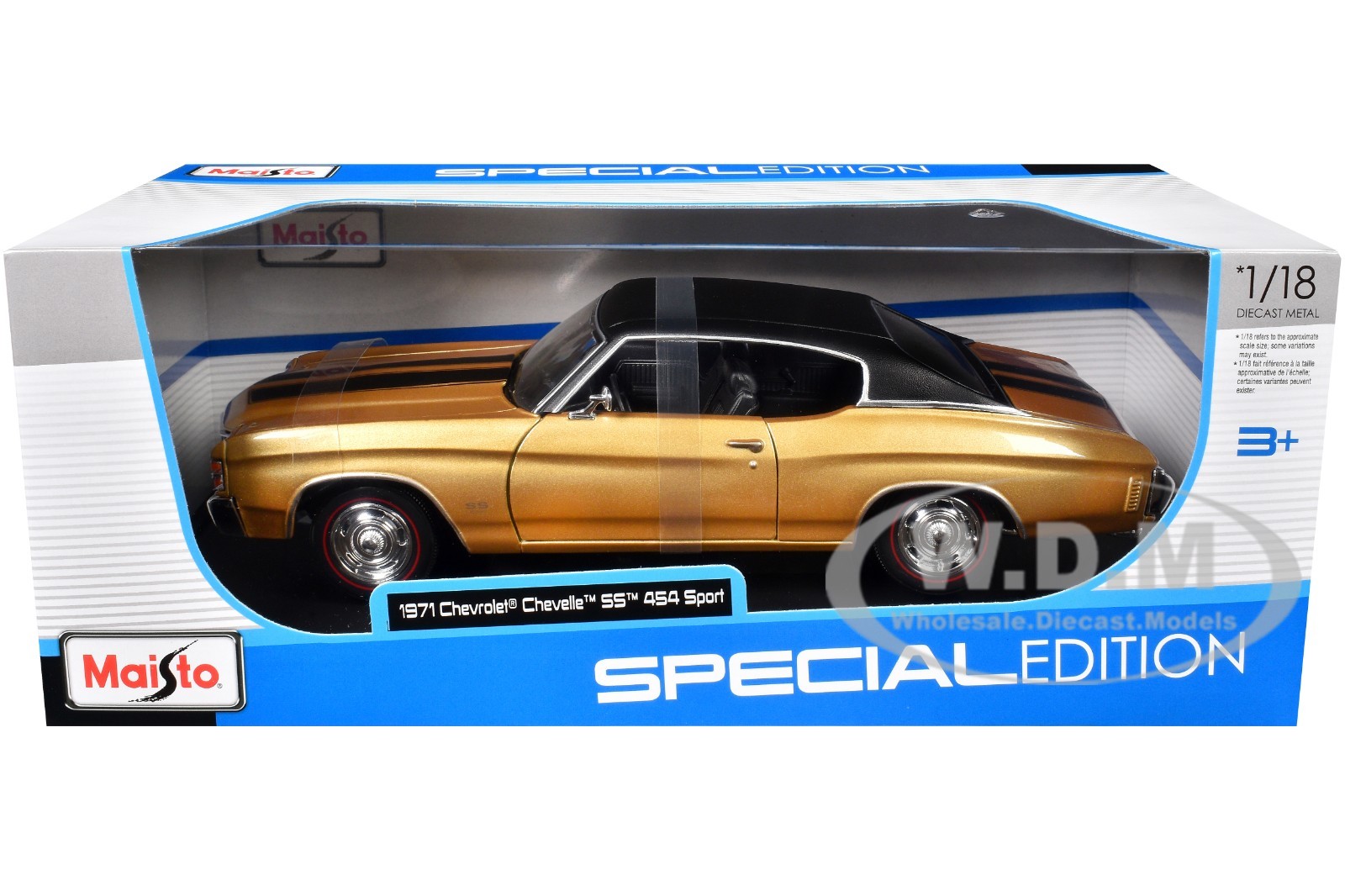 1971 CHEVROLET CHEVELLE SS 454 SPORT GOLD 1/18 DIECAST MODEL BY MAISTO 31890