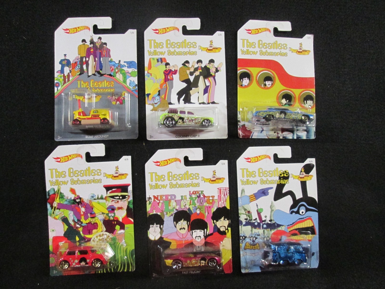 Hot Wheels 50th Anniversary The Beatles Yellow Submarine Full Set Of 6