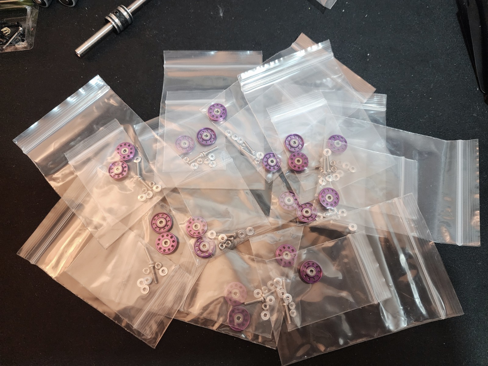 MINI 4WD ROLLERS 2PCS 13 MM Aluminum Alloy Guide Rollers (PURPLE)