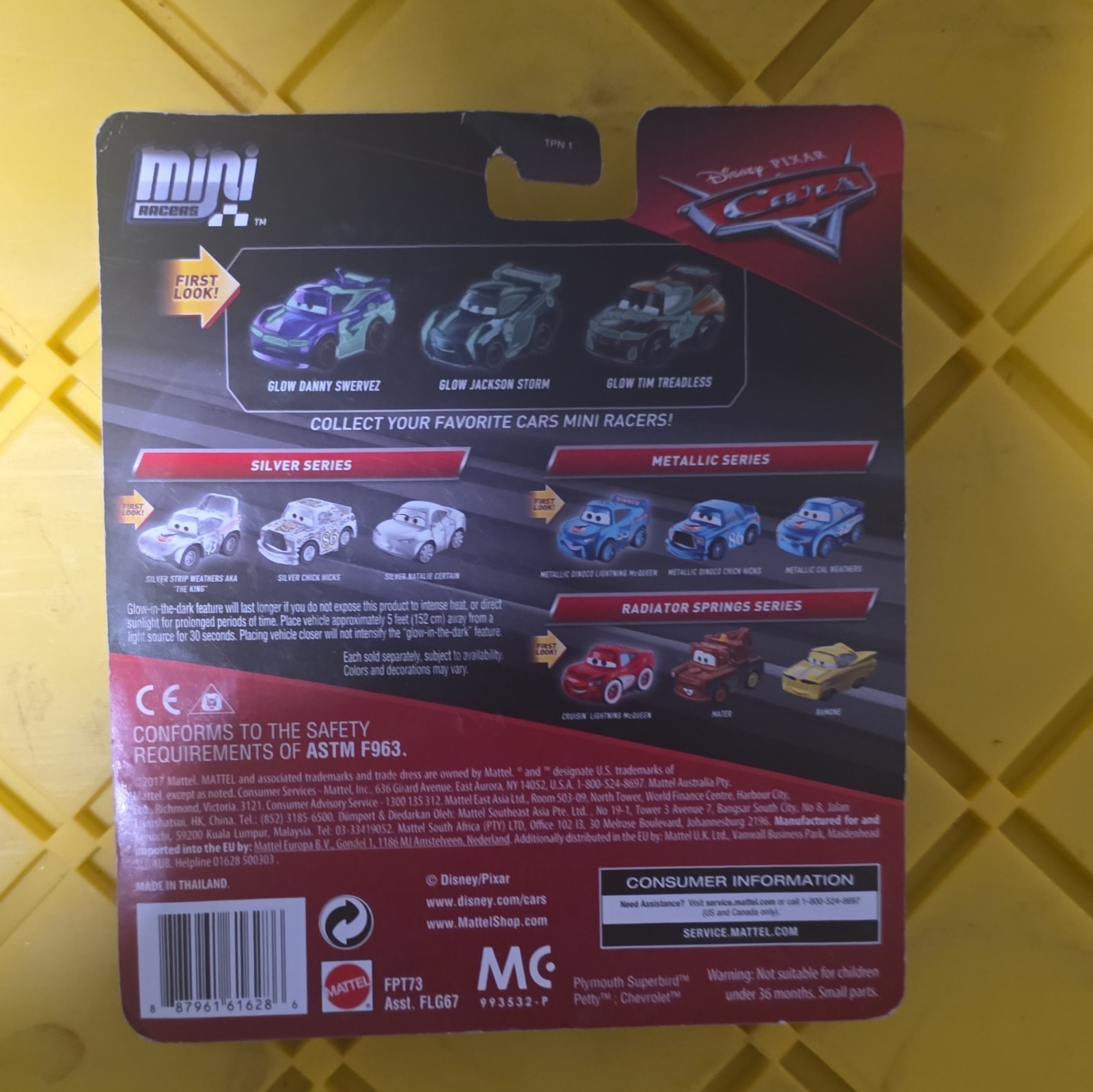 Mattel Disney Pixar Cars Mini Racers Glow-in-the-Dark Metal Vehicles 3-Pack