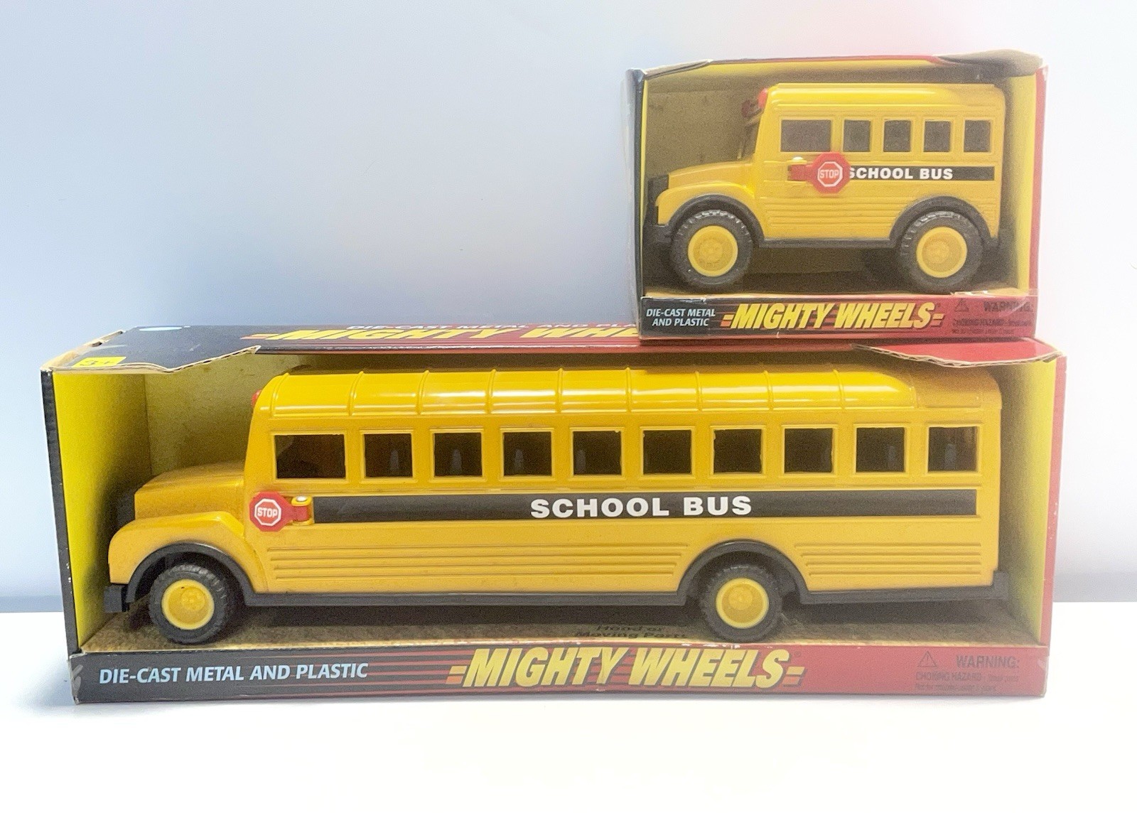 Mighty Wheels die-cast metal and plastic School Bus toys lot Of 2 New In Box