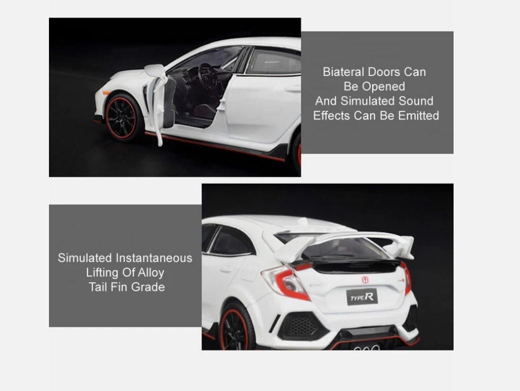 HONDA CIVIC TYPE R NEW 6 INCH DIECAST CAR MODEL SOUND & LIGHT HTF VEHICLE GIFT