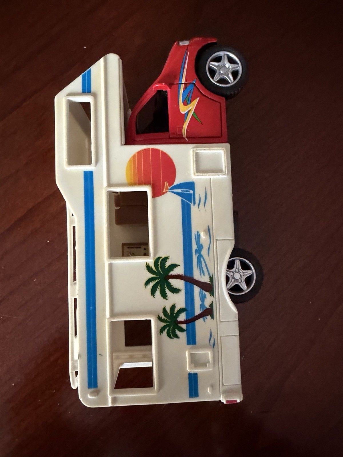 Kinsfun Ford E-350 Red Camper Van Fully Loaded 1/43 O Scale Diecast Vehicle
