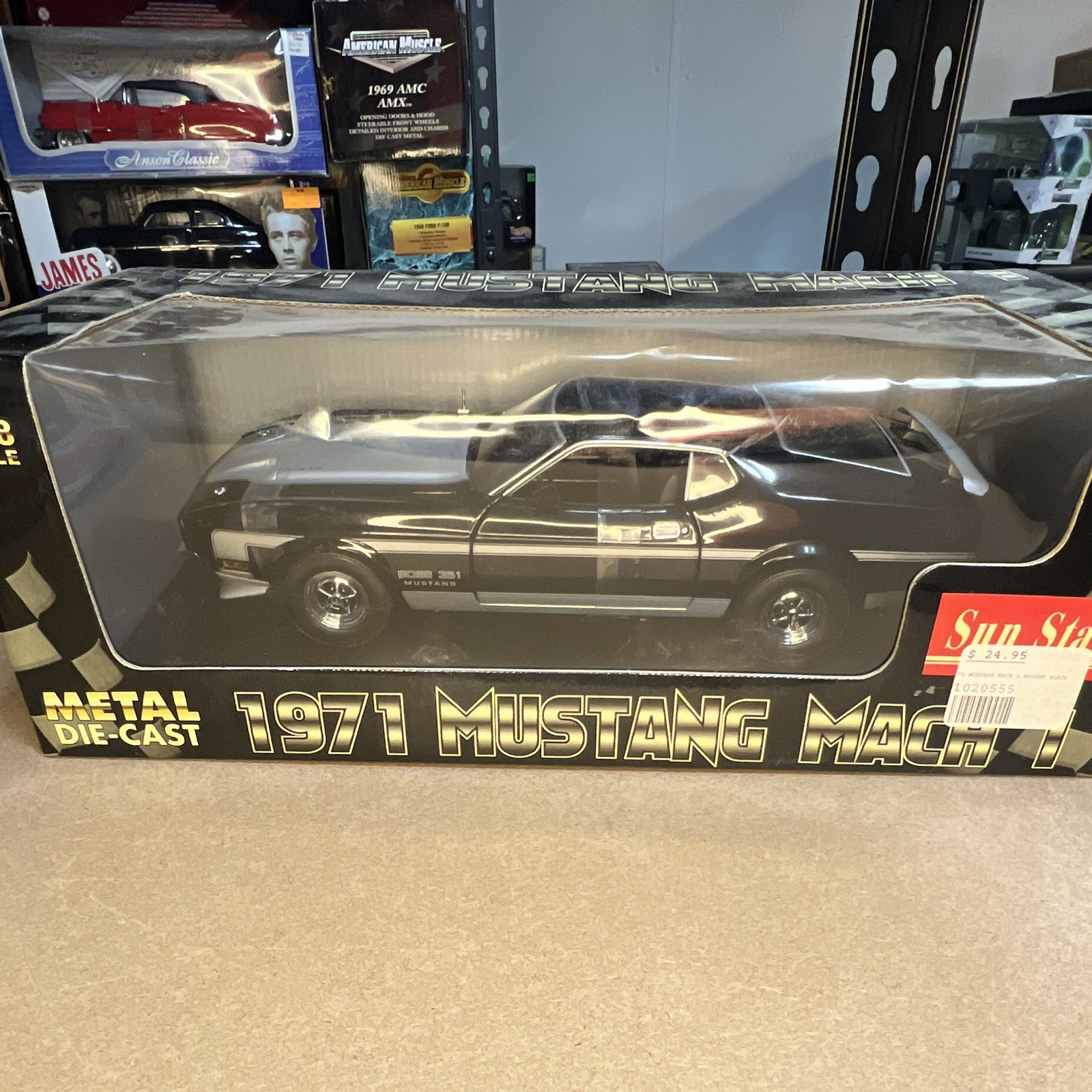 Sun Star 1971 Ford Mustang Mach 1 1:18 Diecast Metal Black Unopened Box