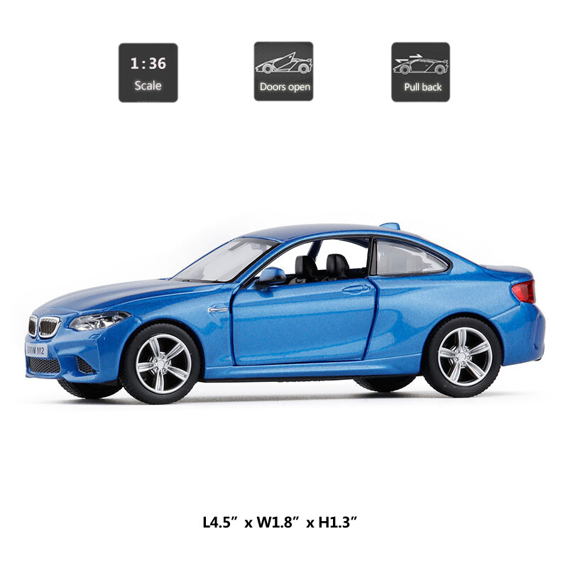 1/36 Scale M2 Model Car Diecast Toy Vehicle Boys Toys for Kids Gifts Blue