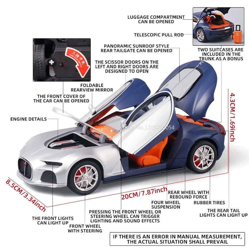 1/24 Toys Car Model Bugatti Atlantic Luxury Sport Car Alloy Diecast Toy Vehicle