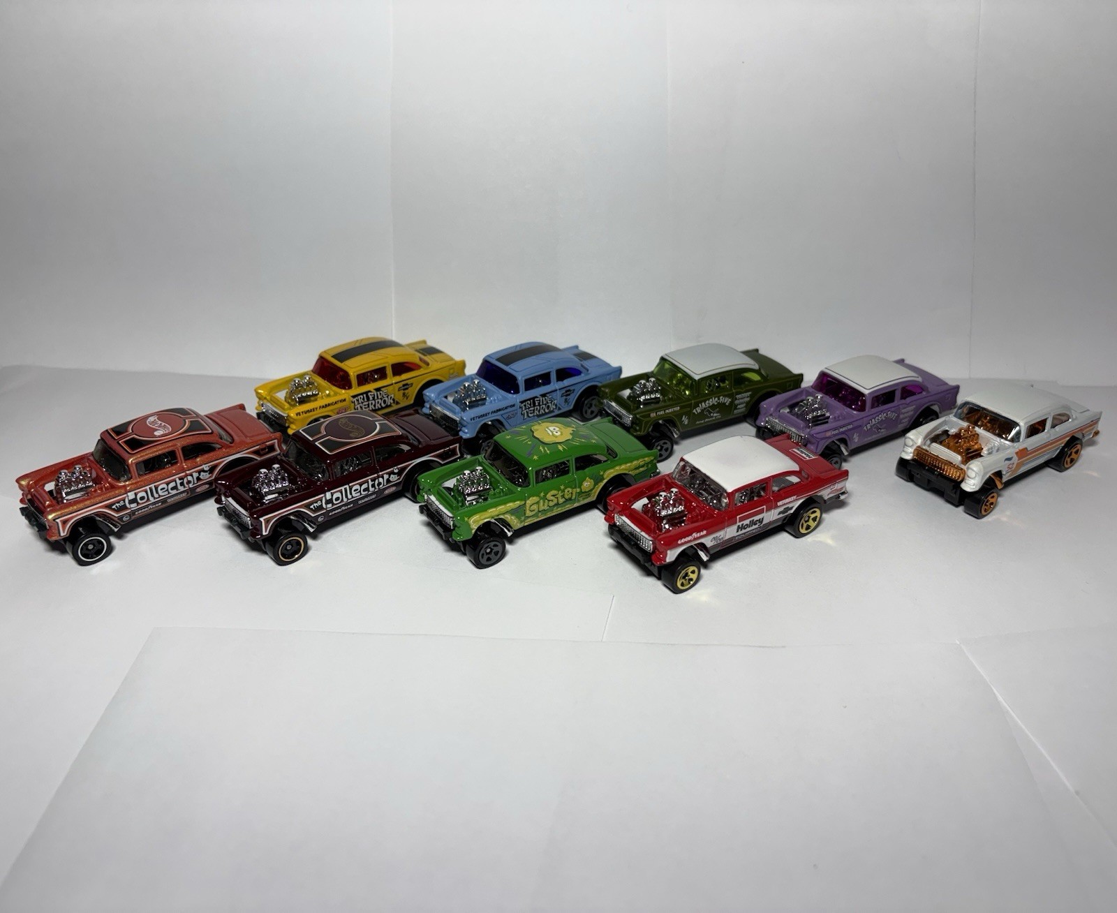 Hot Wheels CHEVROLET ‘55 CHEVY BEL AIR GASSER Loose Fresh Blister Pulls Lot Of 9