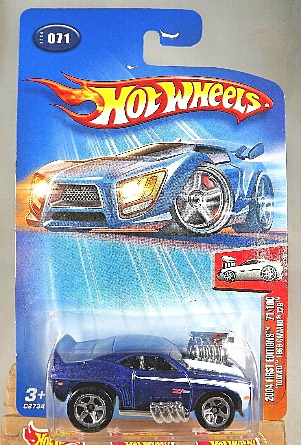 2004 Hot Wheels Kmart Exclusive #71 First Editions TOONED 1969 CAMARO Z28 Blue