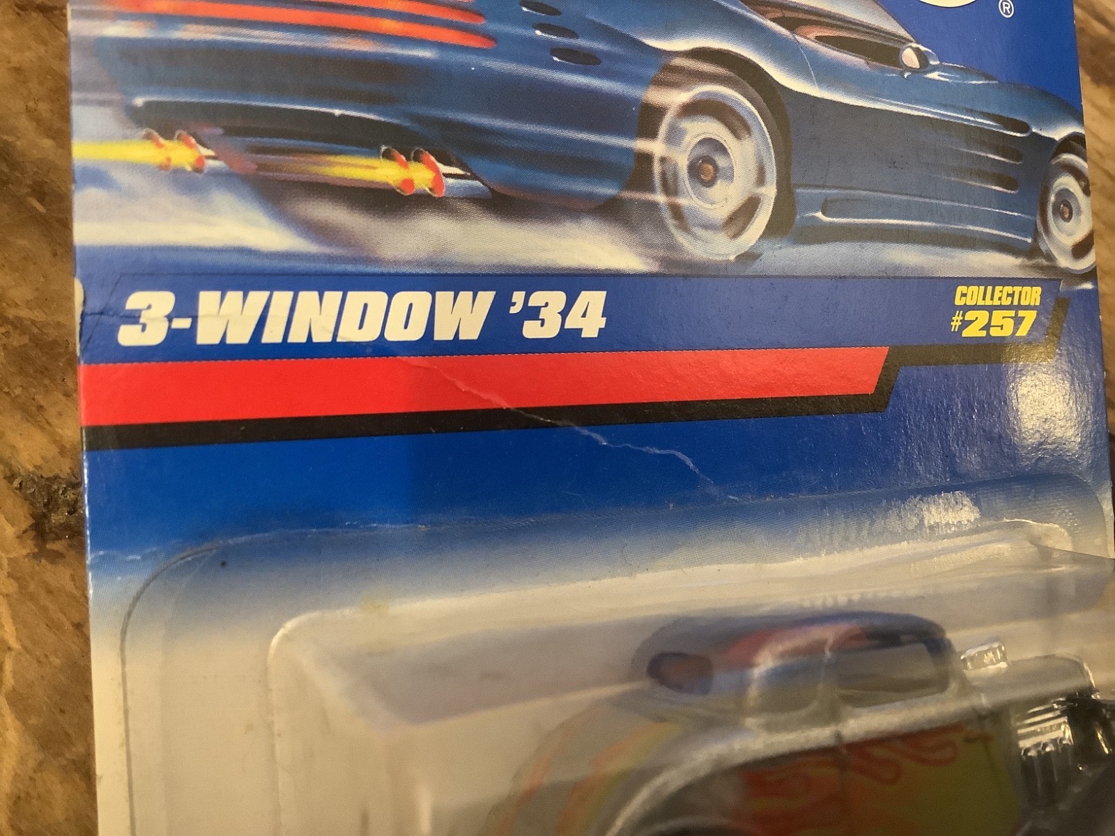1992 Hot Wheels 3-Window ’34 #257 Three Spoke Wheels Silver With Flames