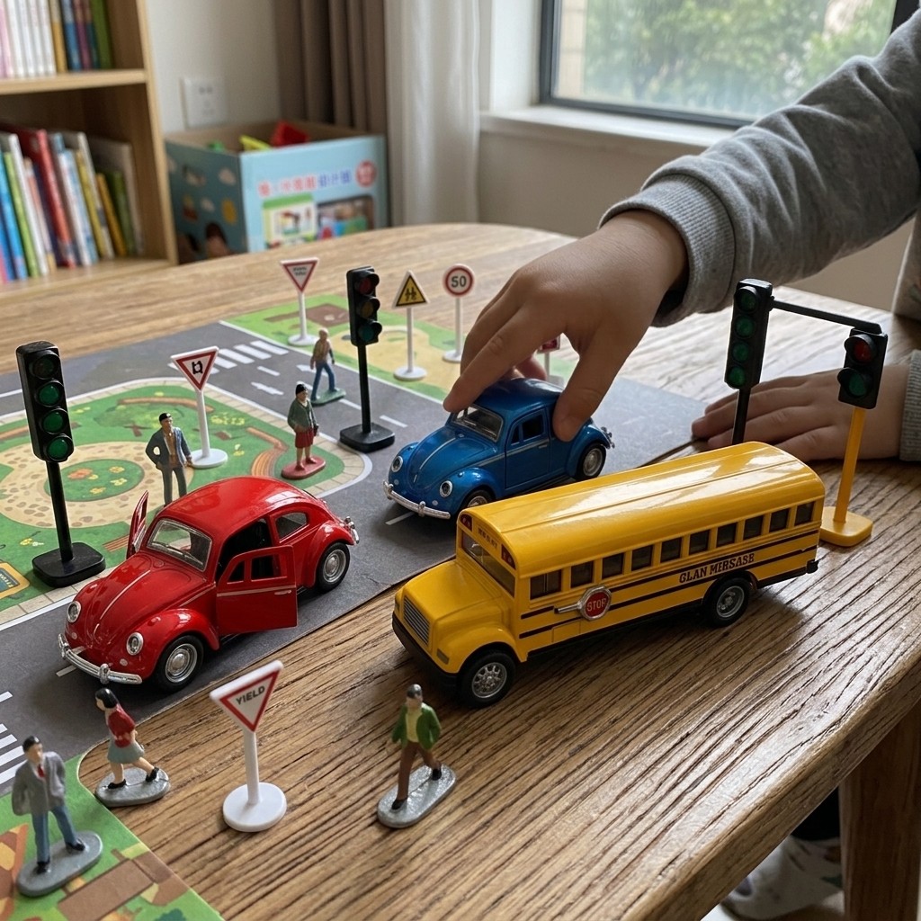 3Pcs Alloy Pull Back Toy Cars Set Red Blue Beetle Yellow School Bus Kids Gift