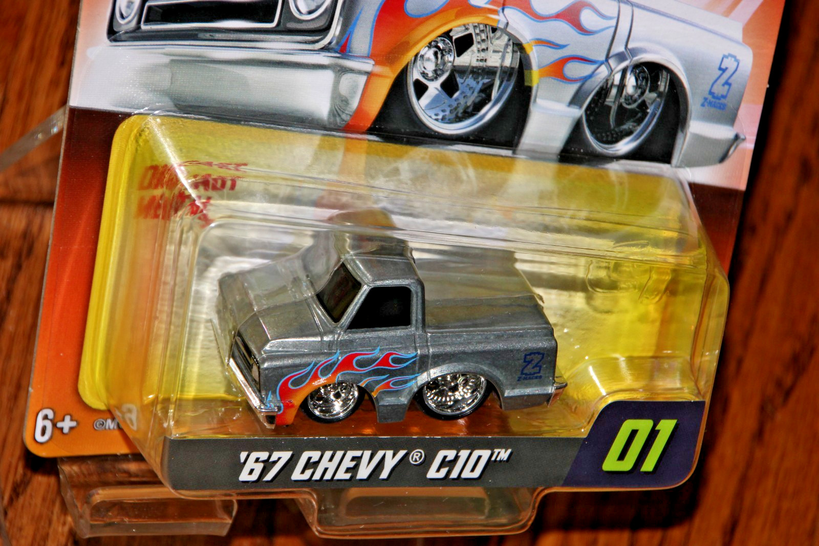 2025 CAR TUNED SERIES 9 ’67 GMC C10 PICKUP TRUCK IN LIGHT GRAY W/RED FLAMES