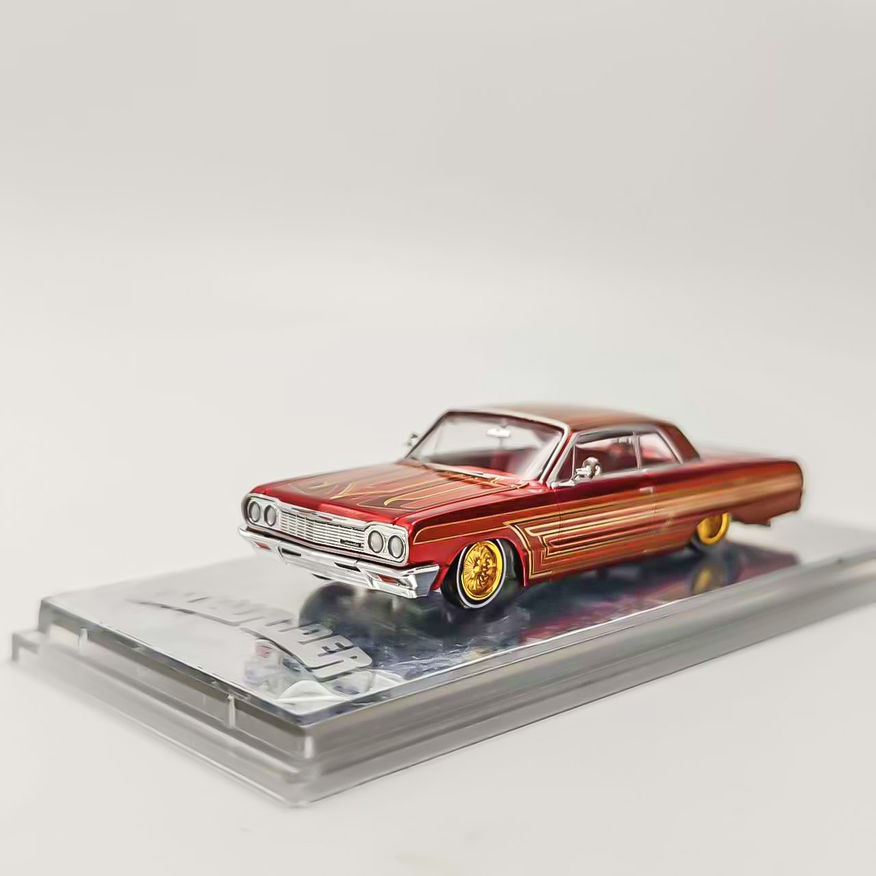 97M 1:64 Corona Red Impala SS 1964 Lowrider Hydraulic Chassis Diecast Model Car
