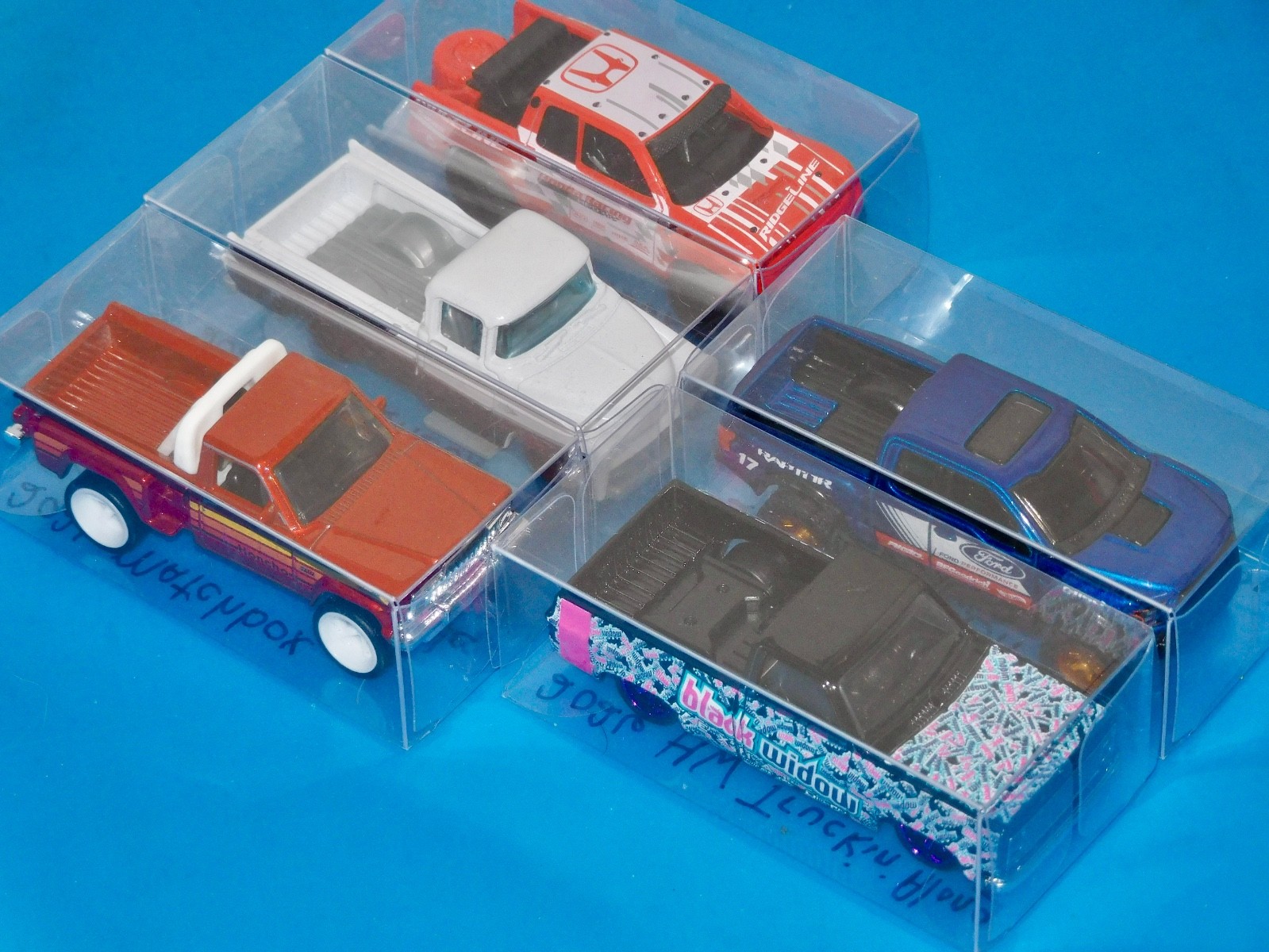 Custom Wheel Swap Hot Wheels Assorted Trucks w/Clear PVC Display Cases