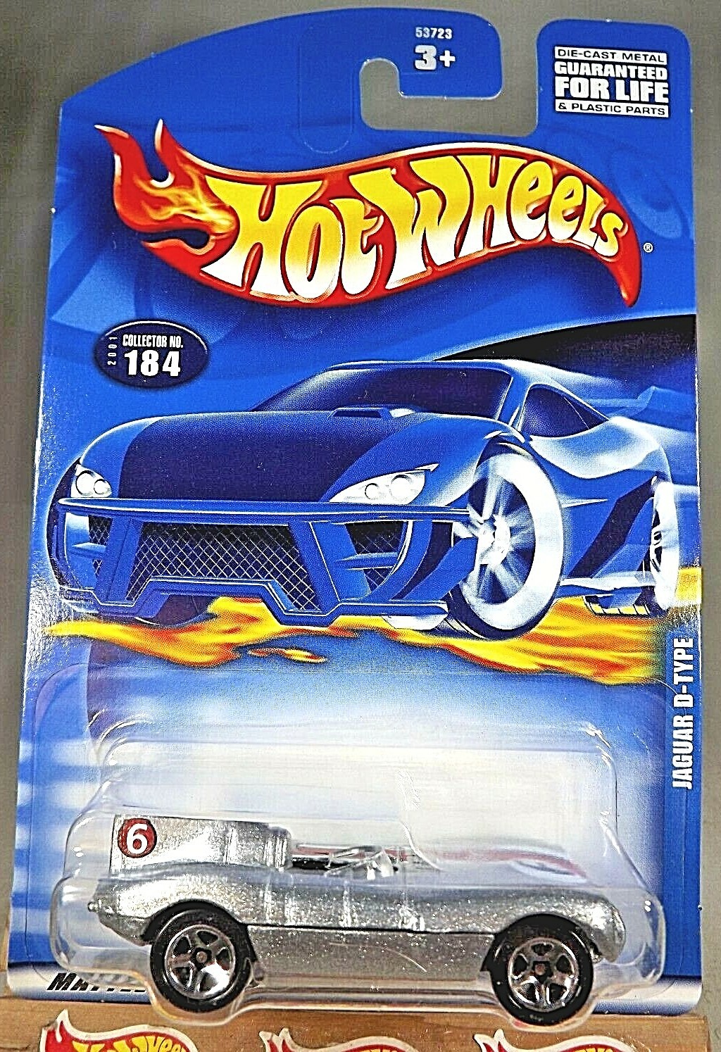2001 Hot Wheels Mainline/Collector #184 JAGUAR D-TYPE Silver w/Chrome 5 Sp China