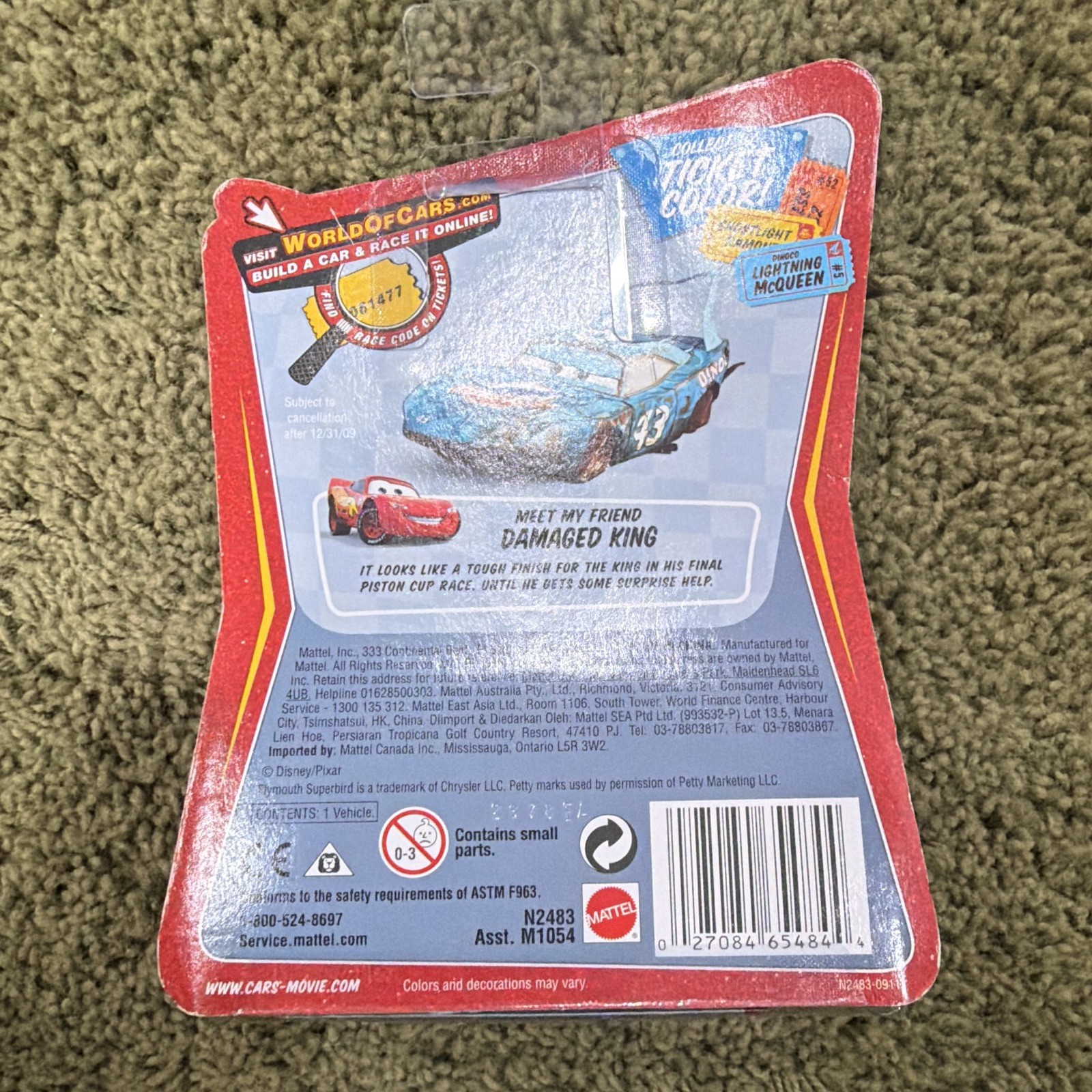 Mattel Disney Pixar Cars Race O Rama Tank Coat Pitty 1:55 Diecast Unopened