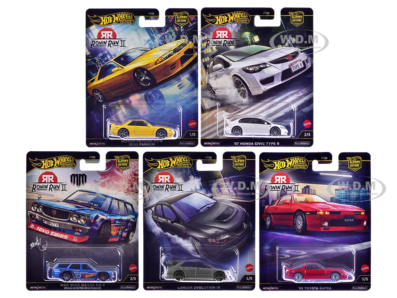 “RONIN RUN II” 5 PC SET CAR CULTURE SERIES M DIECAST BY HOT WHEELS FPY86-961 M