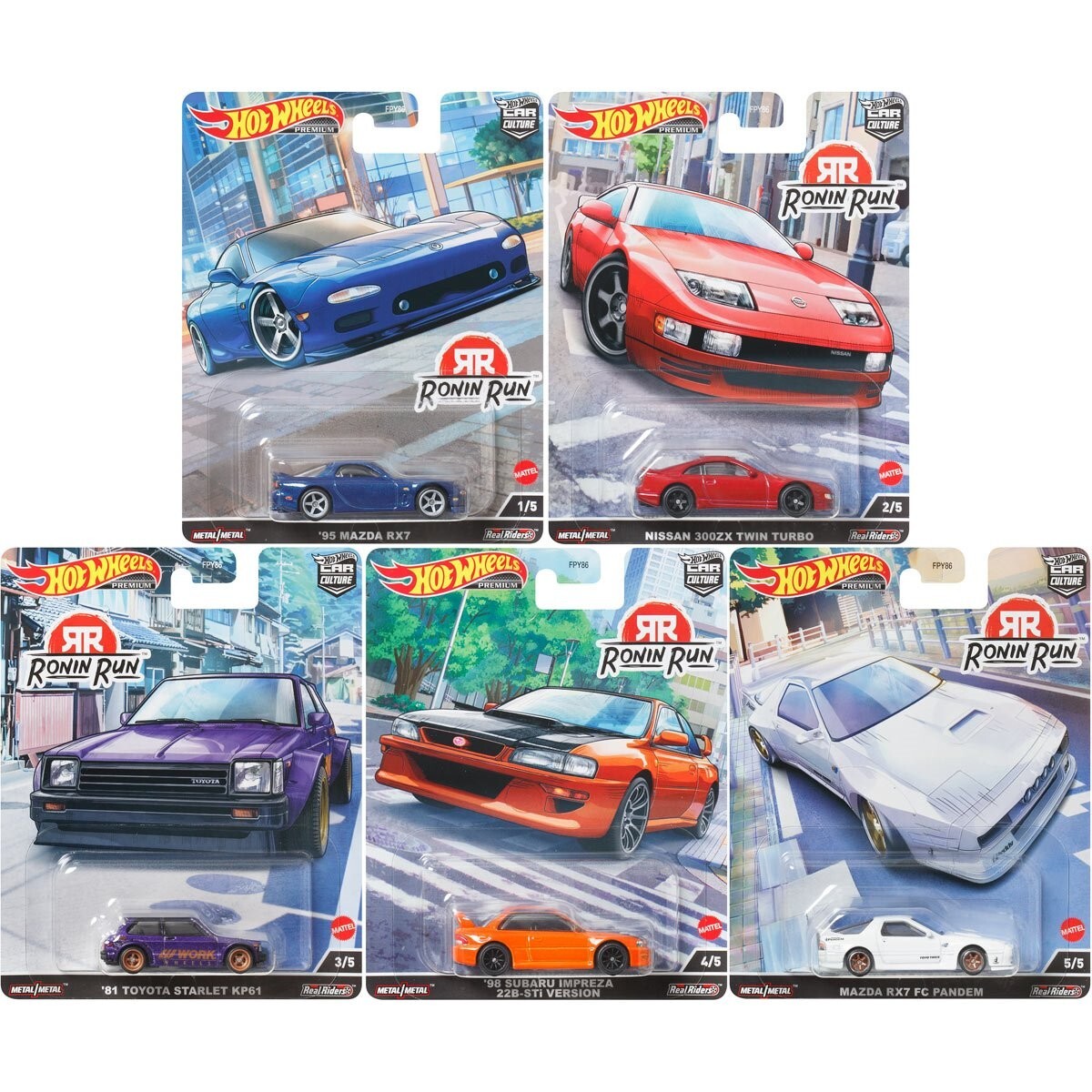 Hot Wheels Premium Car Culture 2023 “Ronin Run” Set of 5, FPY86-957P In-Stock