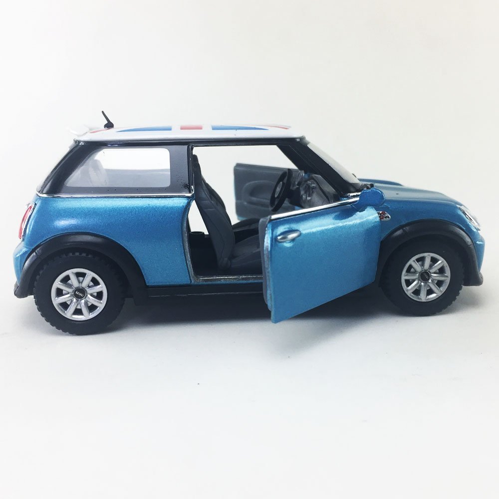 New 5″ Kinsmart Mini Cooper S British Flag Diecast Model Toy 1:28 Blue