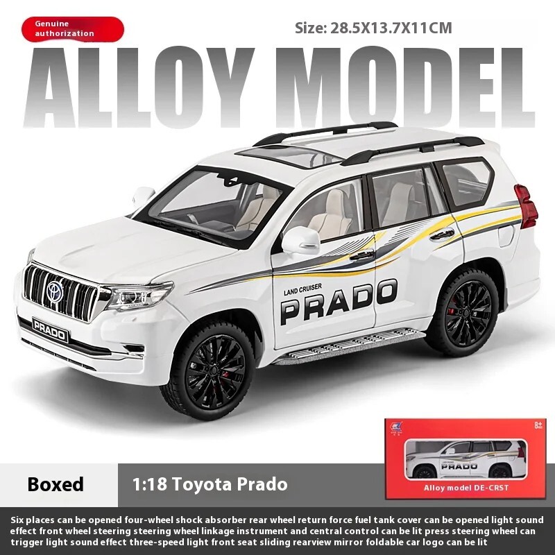 1/18 Toyota Land Cruiser Prado GX White Diecast Model Car Gifts For Friends